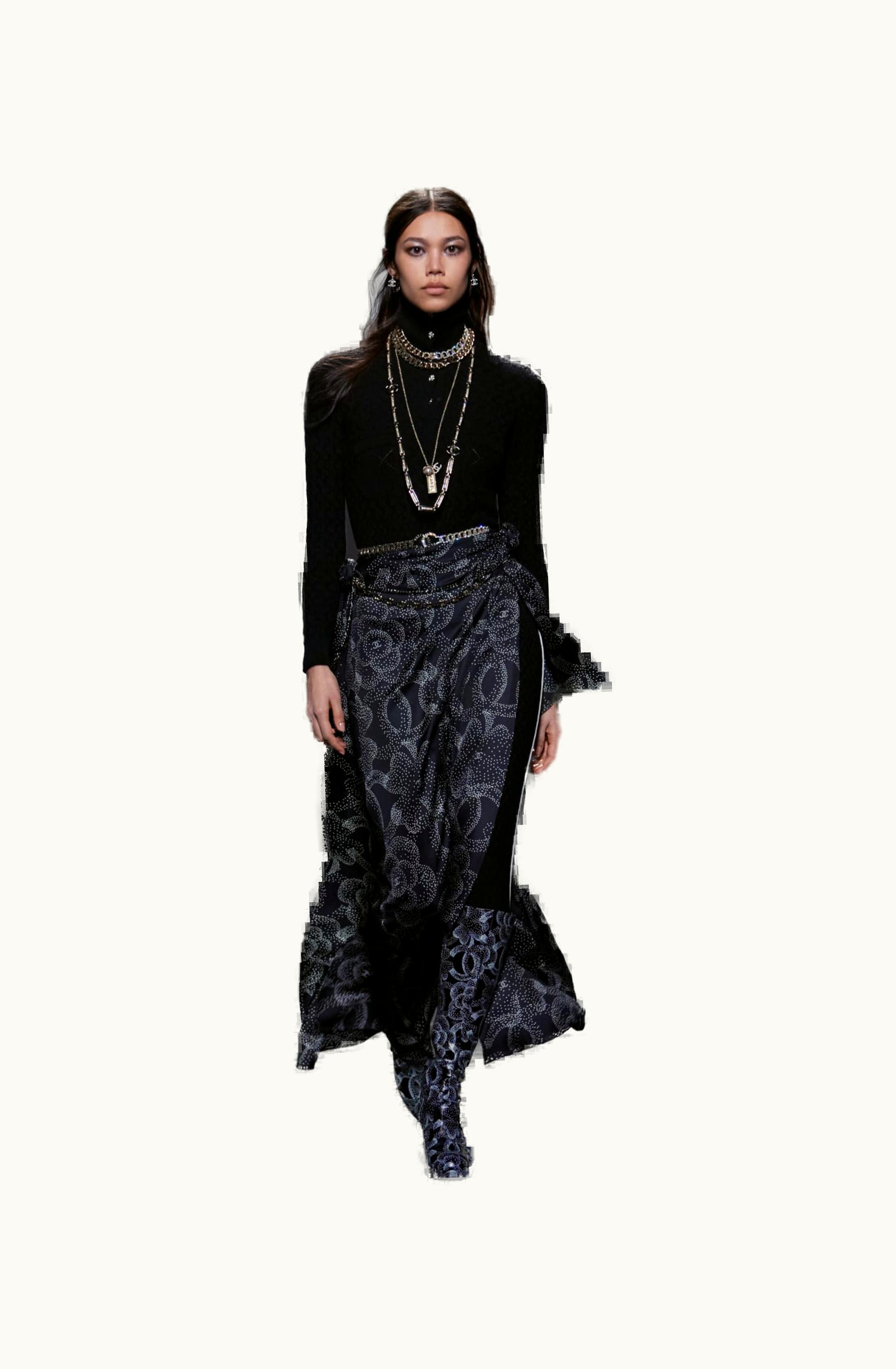 Chanel Chanel Skirt - Printed Silk Twill, Black & White