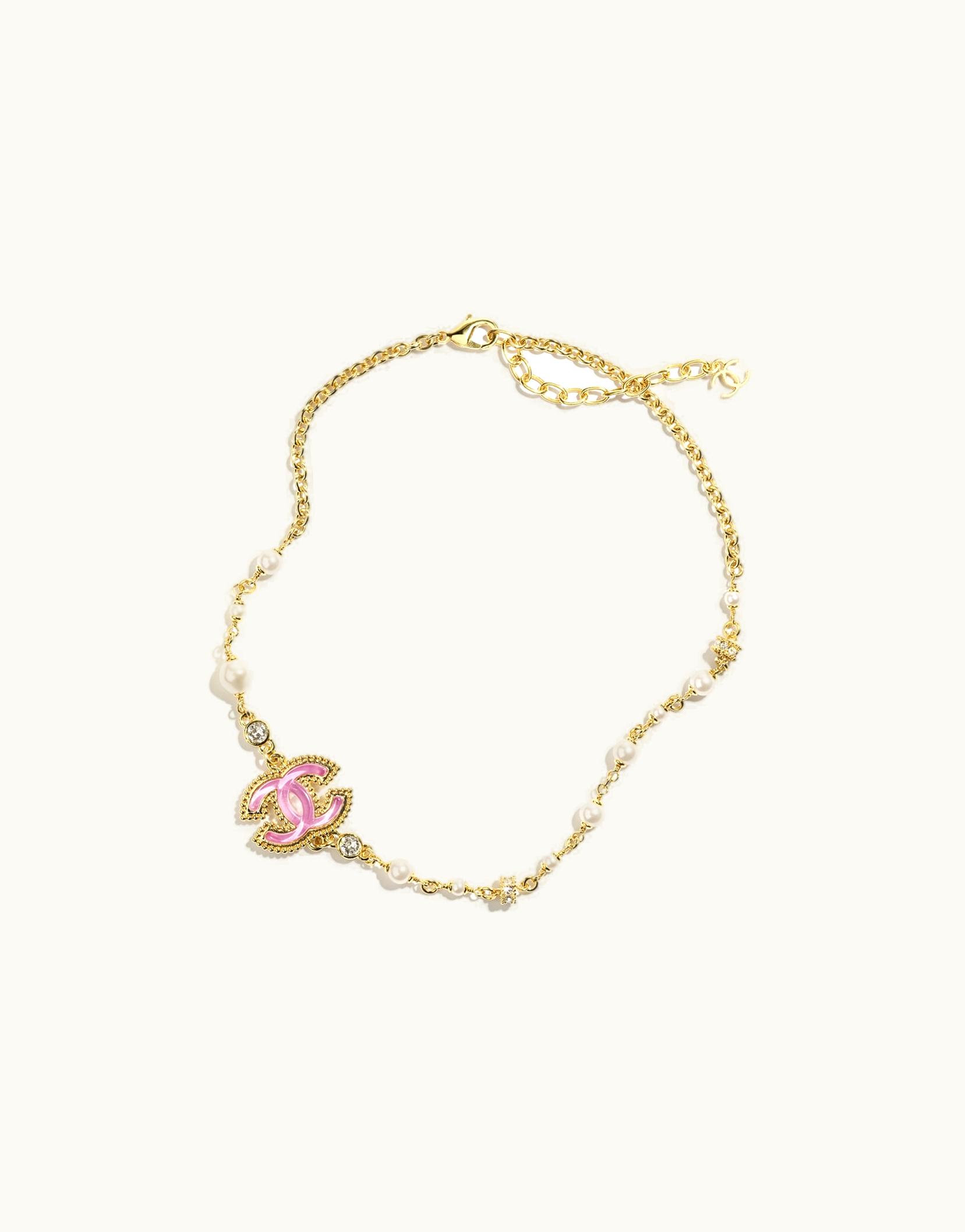 Chanel Chanel Necklace - Metal, Resin, Glass Pearls & Strass, Gold, Pink, Pearly White & Crystal