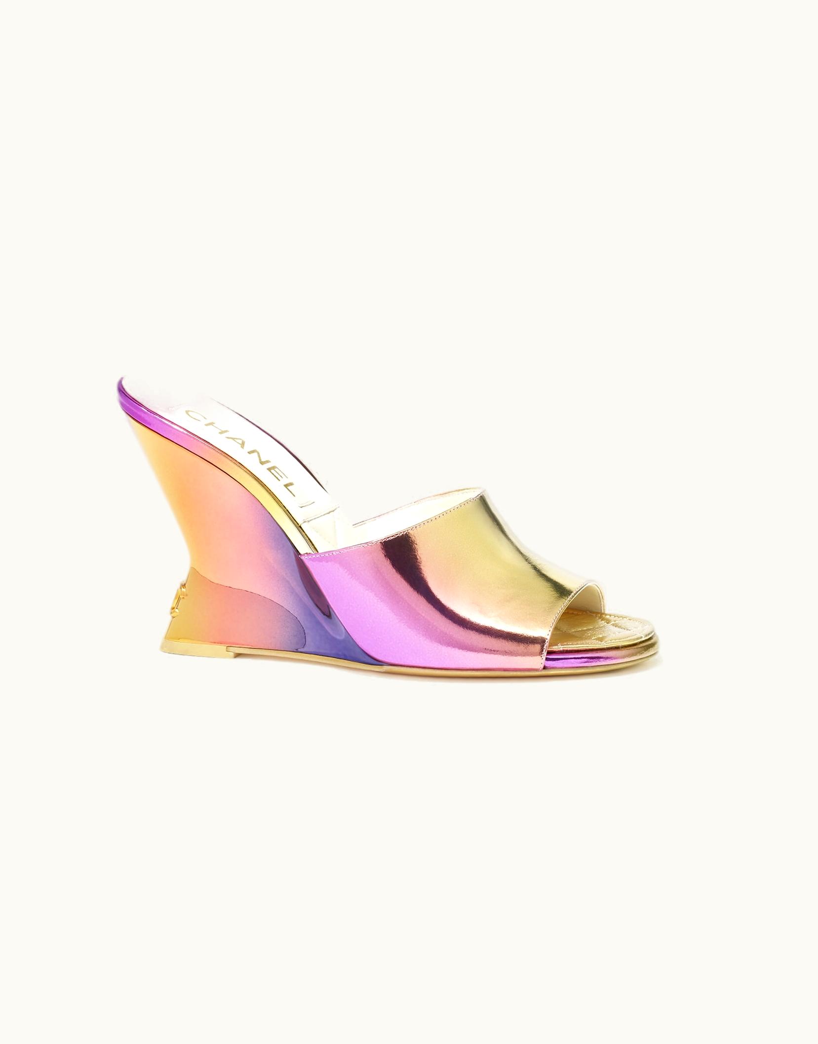 Chanel Chanel Mules - Laminated Calfskin, Pink, Orange & Yellow