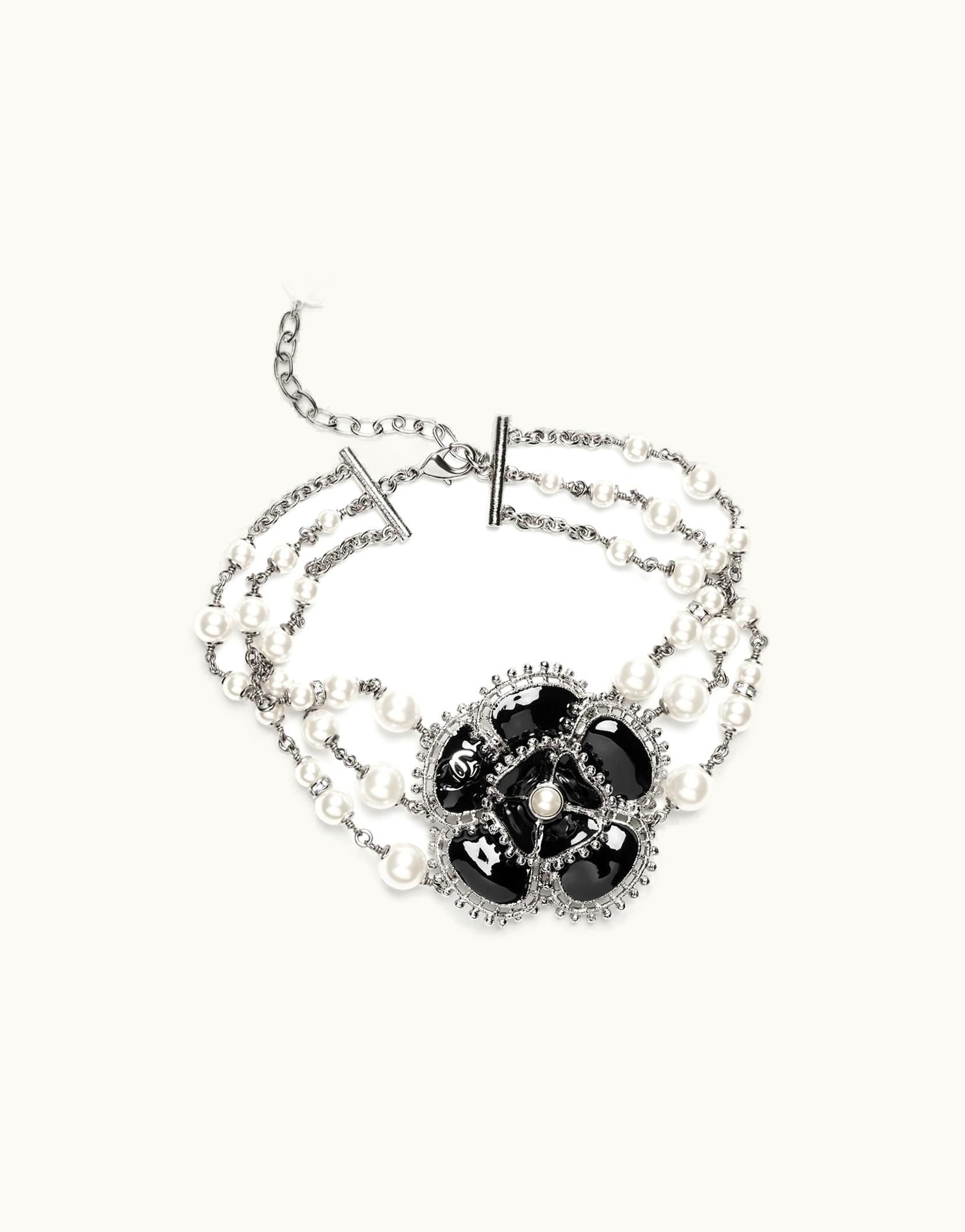 Chanel Chanel Choker - Metal, Glass Pearls & Strass, Silver, Black, Pearly White & Crystal