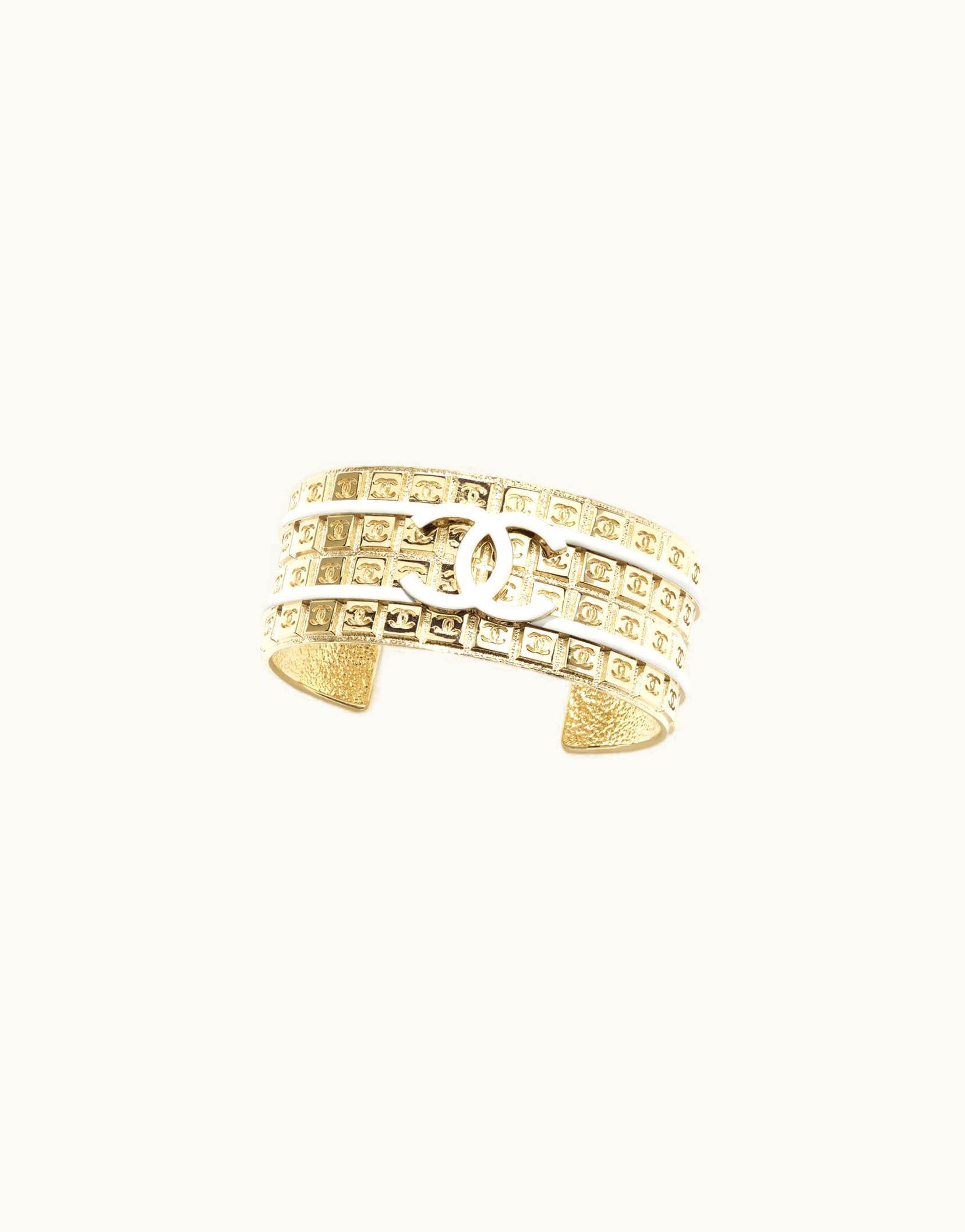 Chanel Chanel Cuff - Metal, Gold & White Gold & White