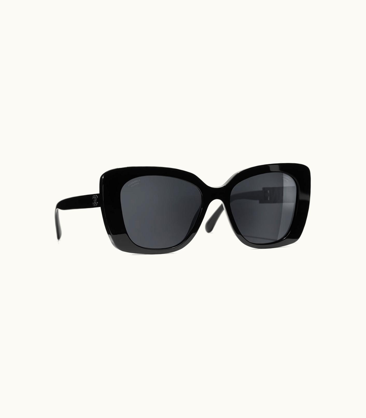 Chanel Chanel Sunglasses: Square Sunglasses, Acetate & Strass Black