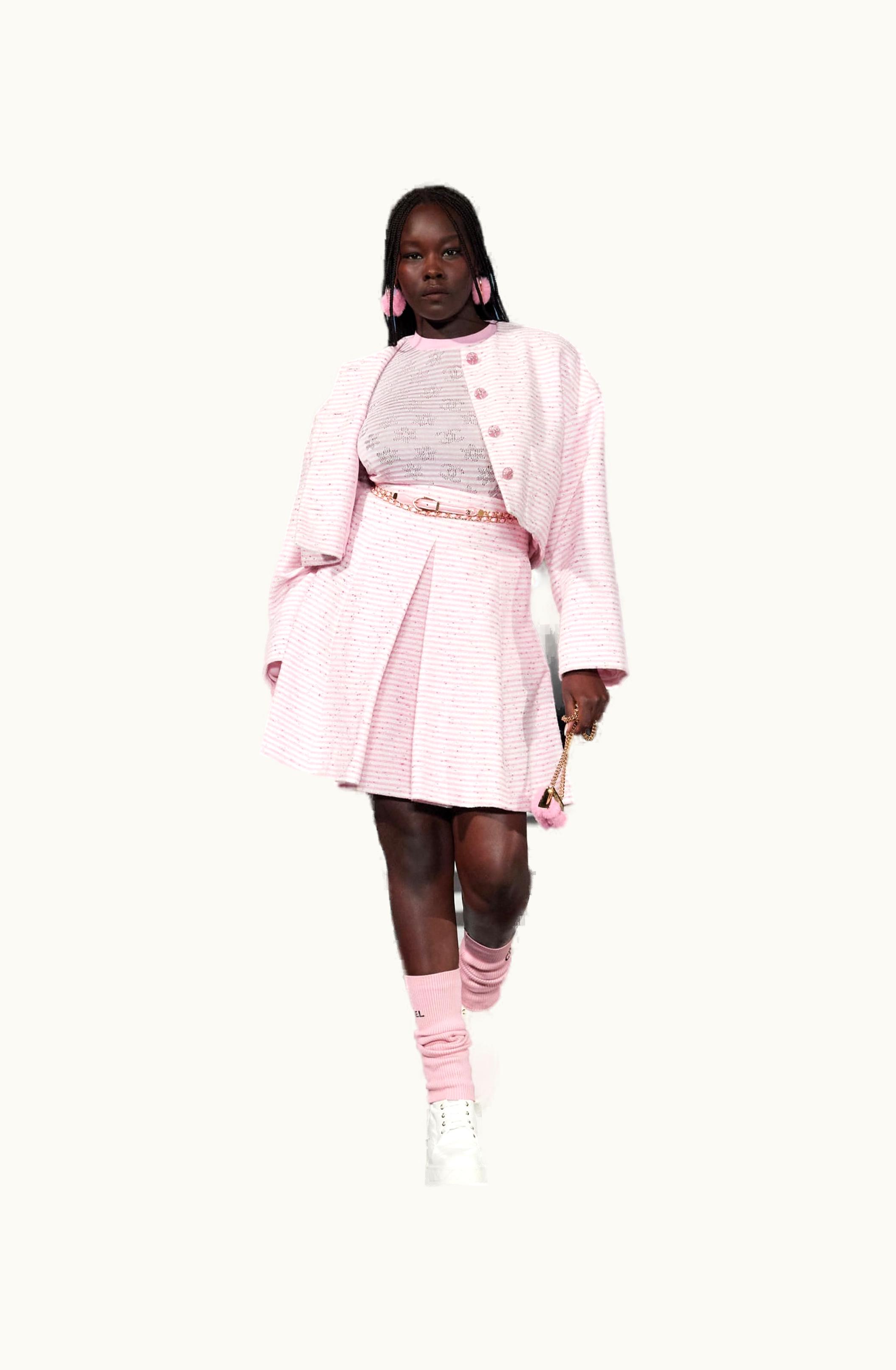 Chanel Chanel Skirt - Iridescent Cotton Tweed, Pink, White & Silver Pink, White & Silver