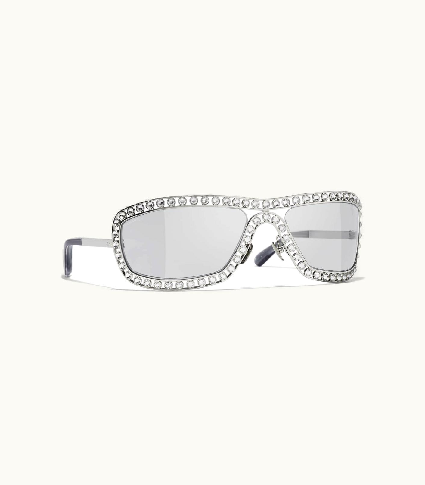Chanel Chanel Sunglasses: Shield Sunglasses, Metal & Strass