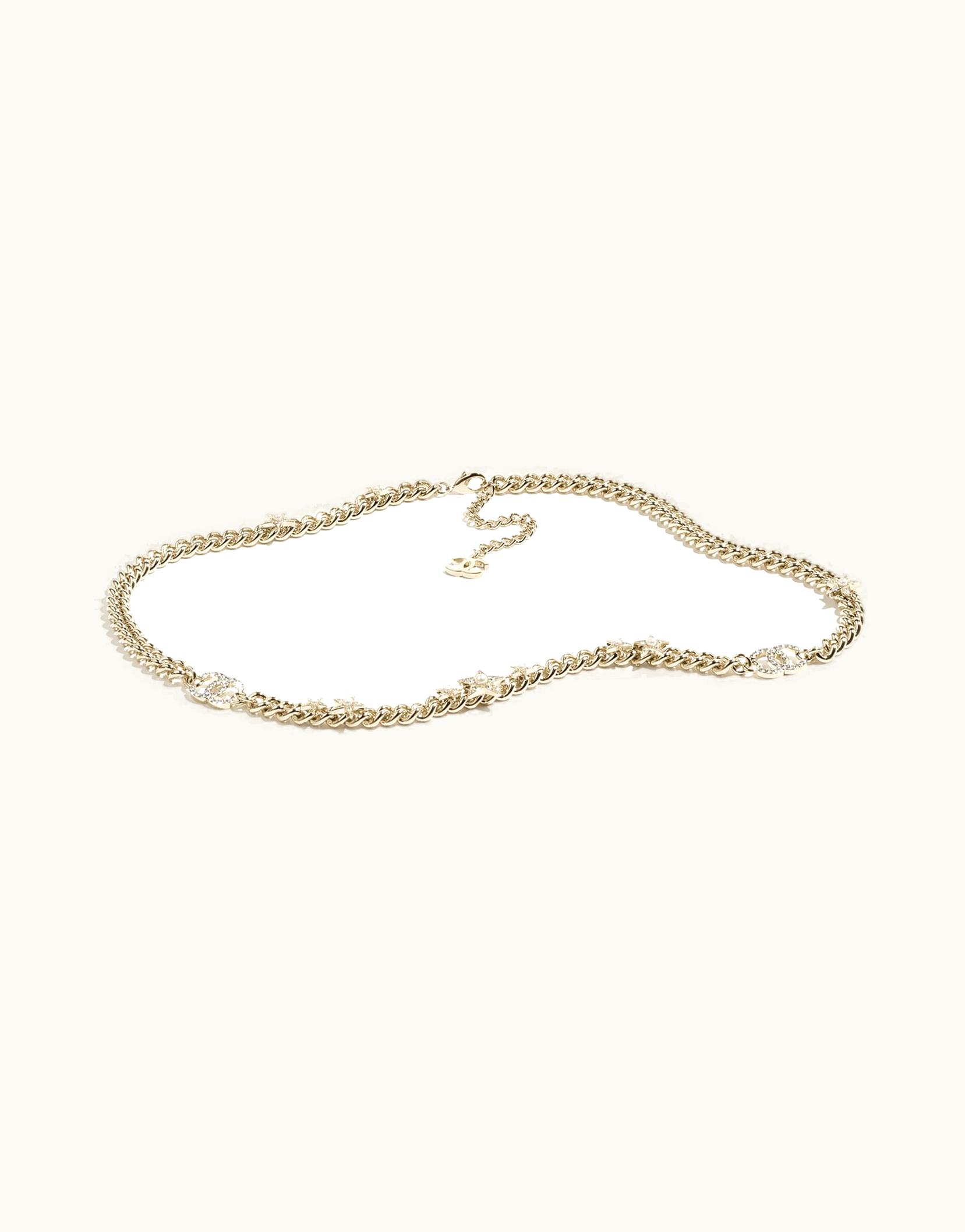 Chanel Chanel Chain Belt - Metal, Glass Pearls & Strass, Gold, Pearly White & Crystal ABD102B16070NW151