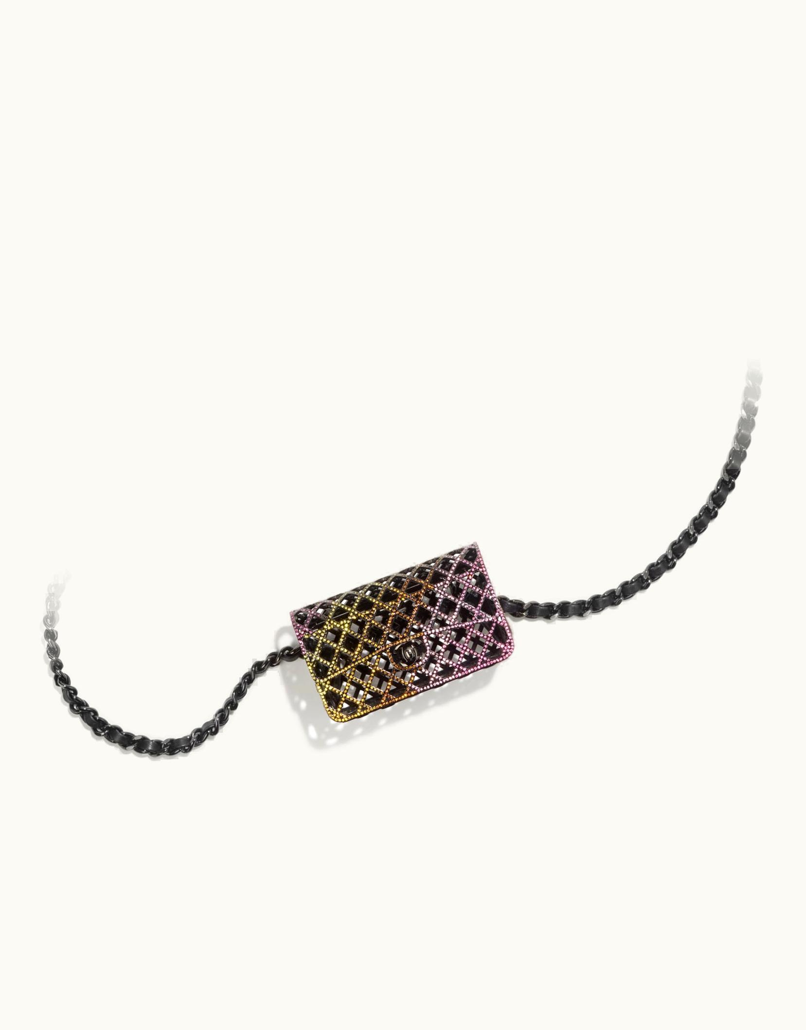 Chanel Chanel Mini Evening Bag, Strass & Black Metal, Black & Multicolor Black & Multicolor