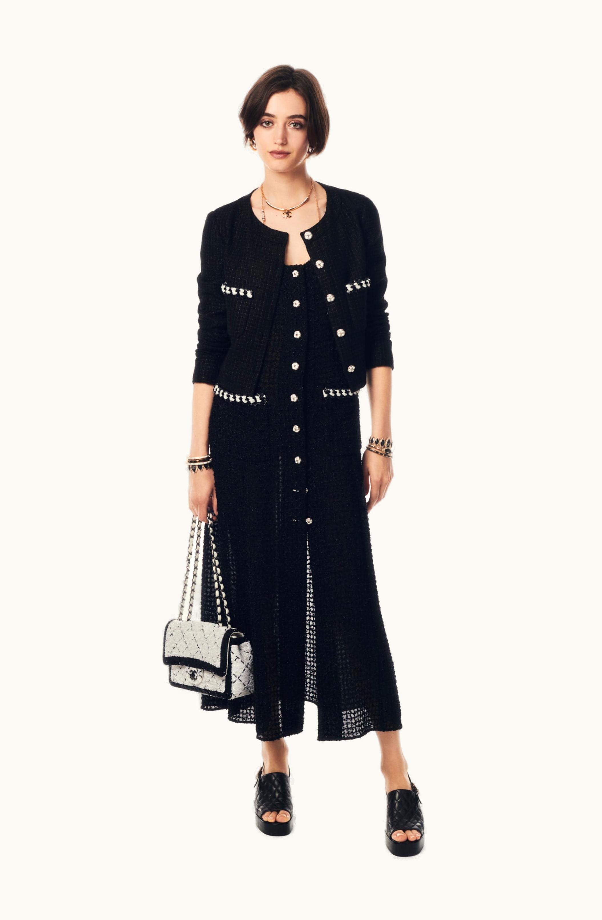 Chanel Chanel Dress - Iridescent Tweed Crepe, Black & White