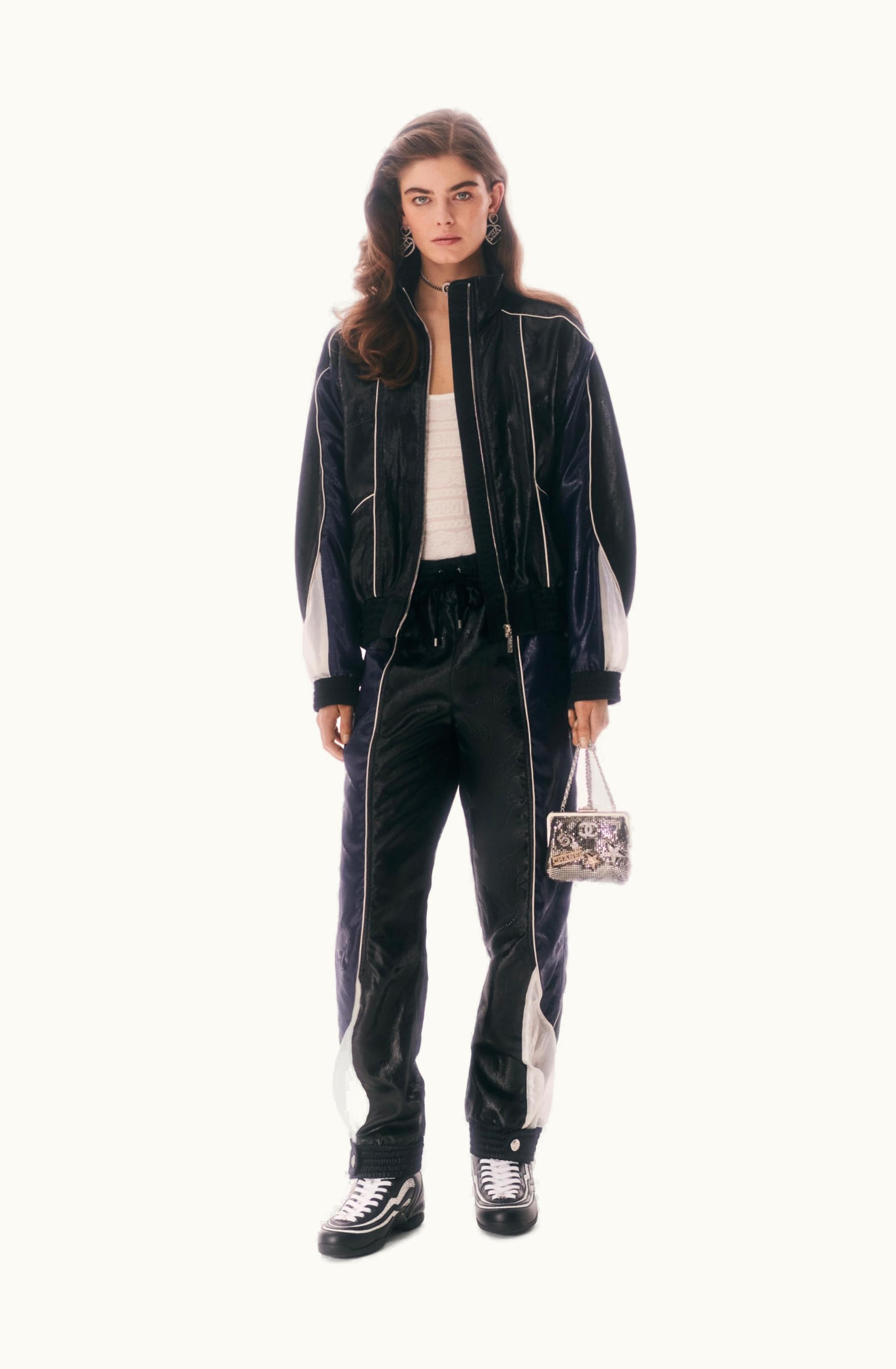Chanel Chanel Blouson - Silk Jacquard, Black, Blue & White