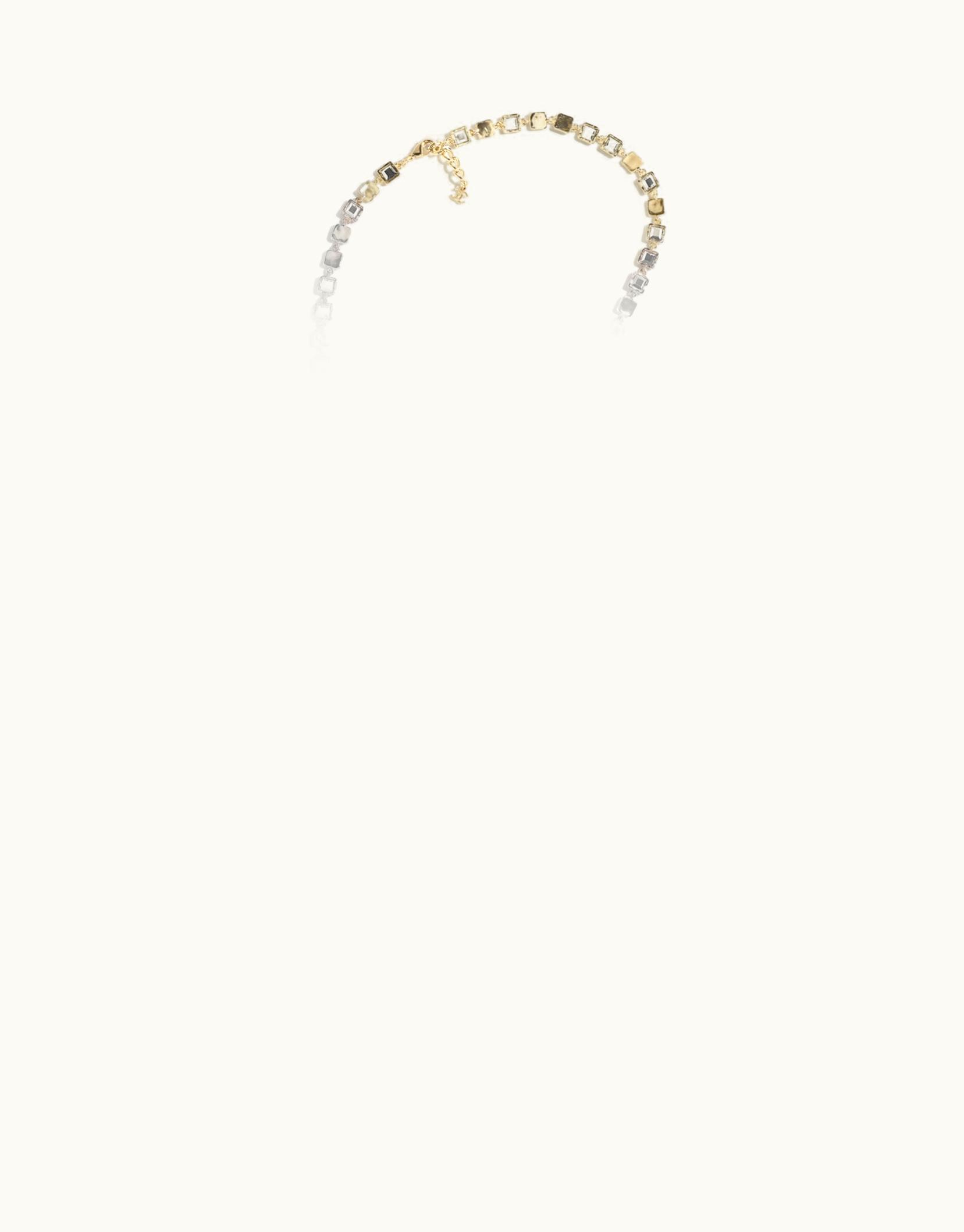 Chanel Chanel Long Necklace - Metal & Strass, Gold, Gray & Crystal