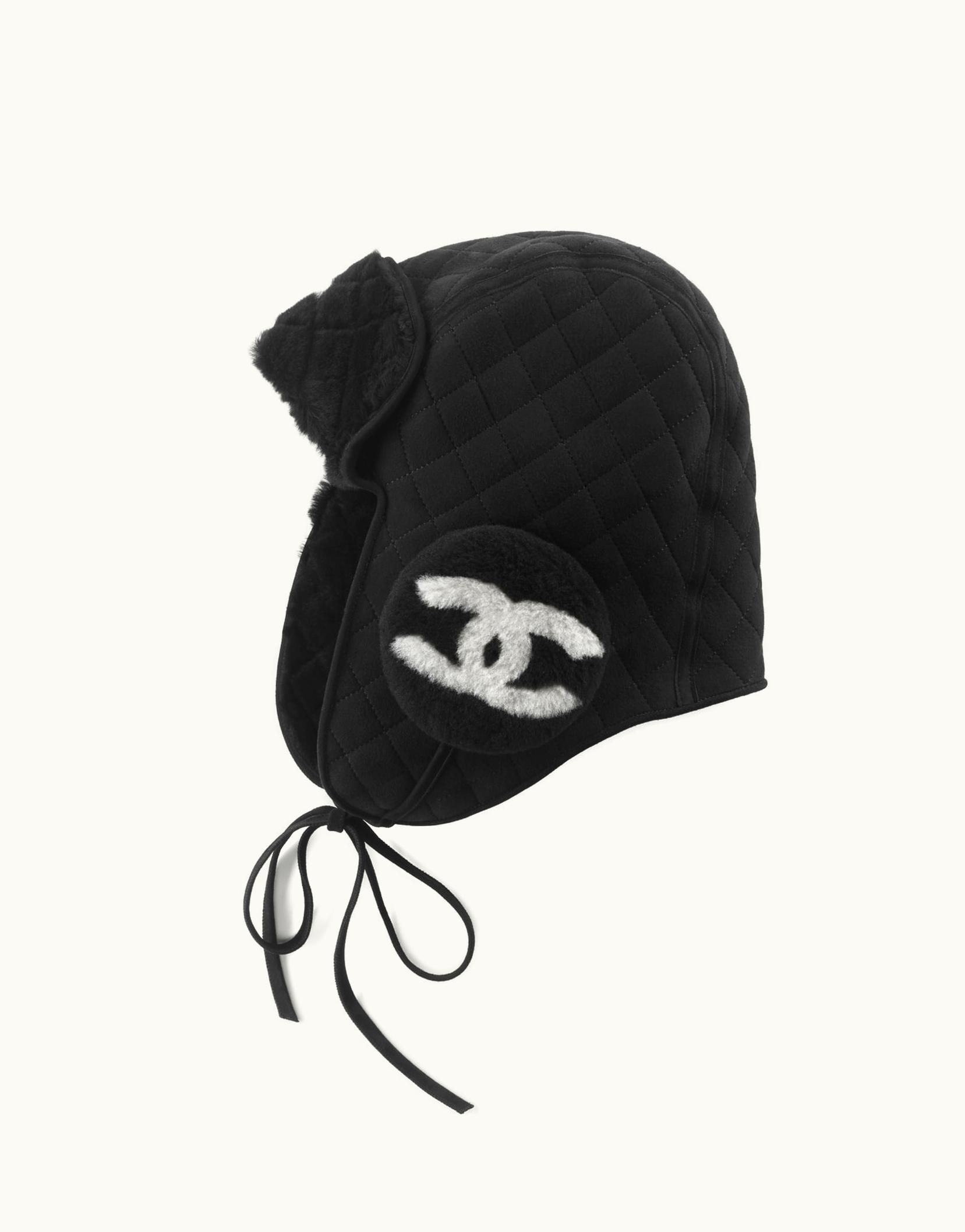 Chanel Chanel Hat - Lambskin & Shearling Lambskin, Black & White