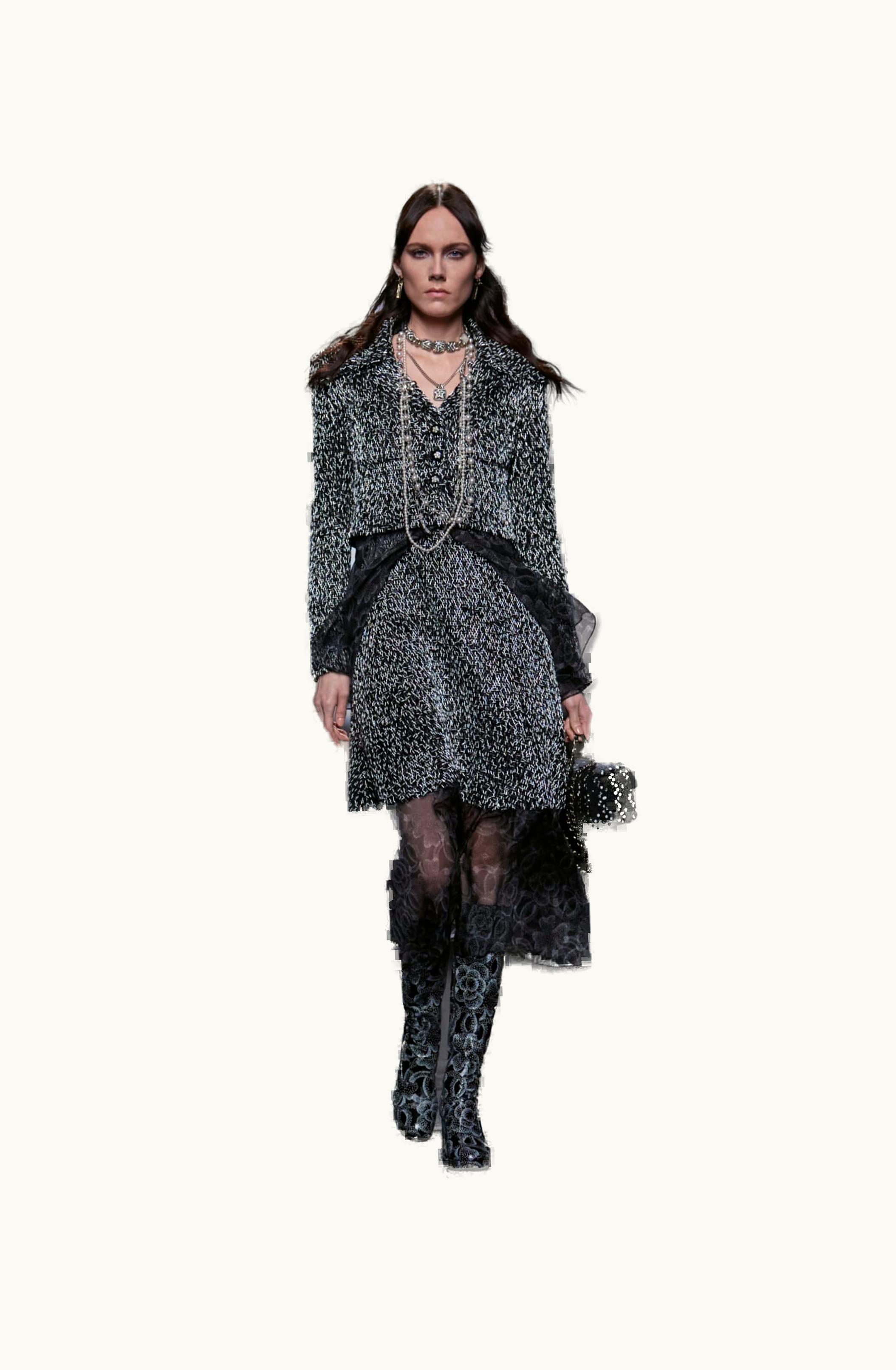 Chanel Chanel Jacket - Wool Etamine, Black, Silver & White
