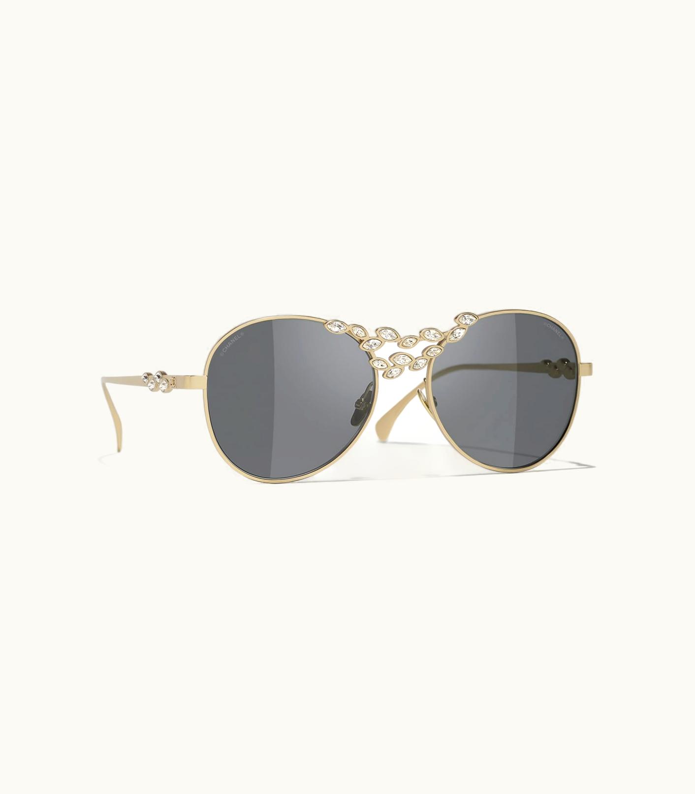 Chanel Chanel Sunglasses: Pilot Sunglasses, Metal & Strass