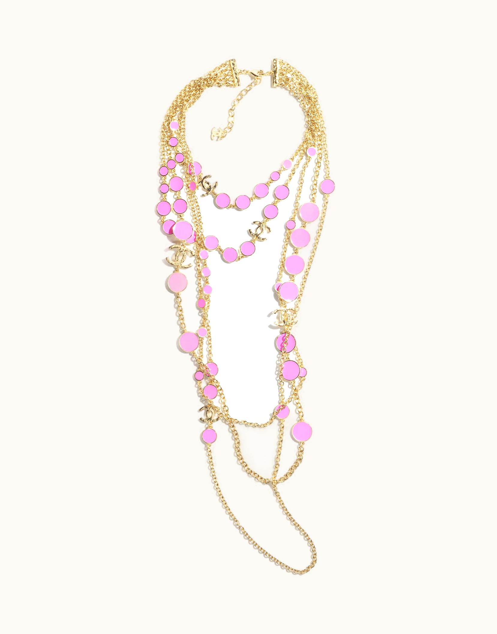 Chanel Chanel Long Necklace - Metal, Gold & Pink