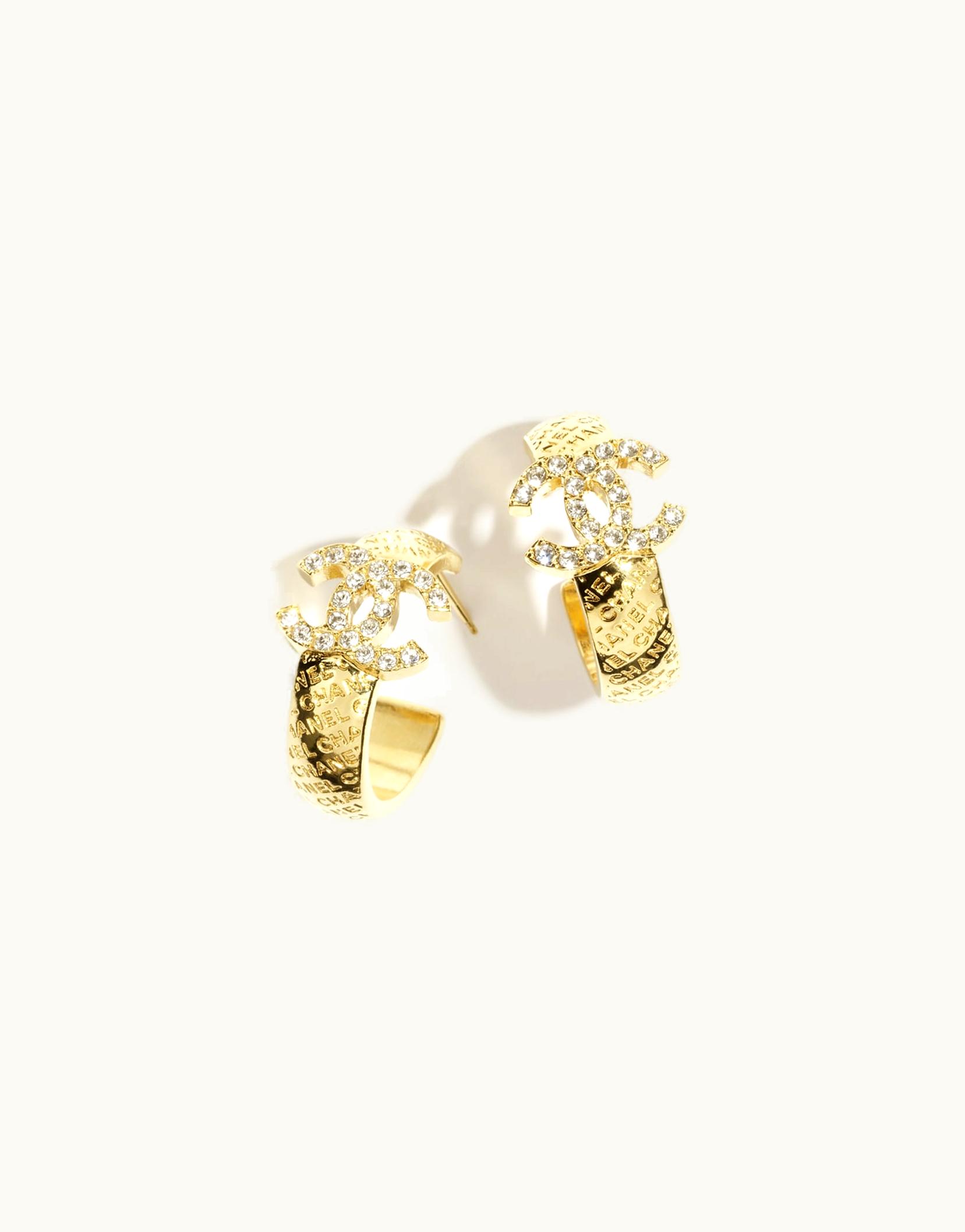 Chanel Chanel Hoop Earrings - Metal & Strass, Gold & Crystal ABD029B16170NW438