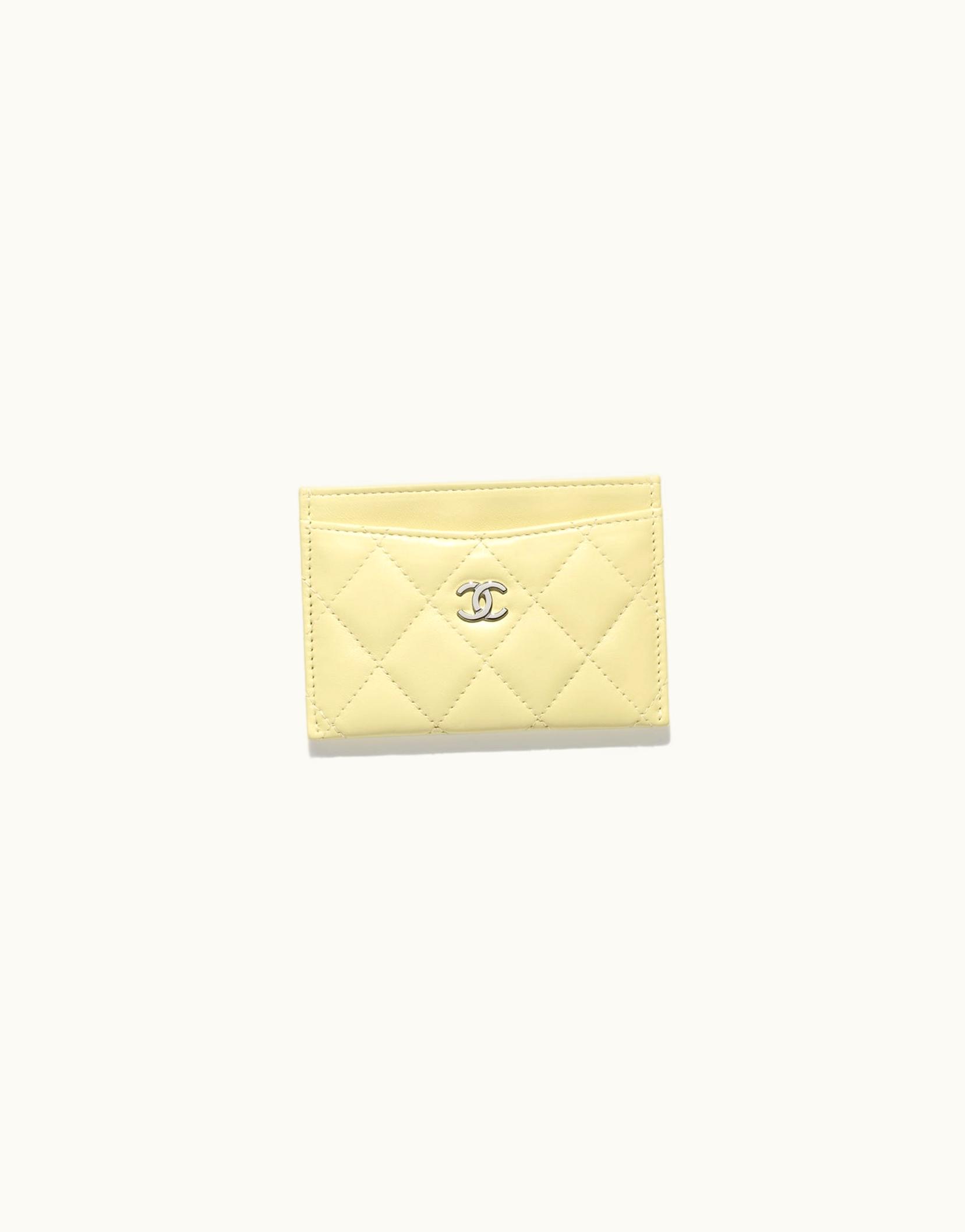 Chanel Chanel Classic Card Holder - Lambskin & Silver-Tone Metal, Yellow