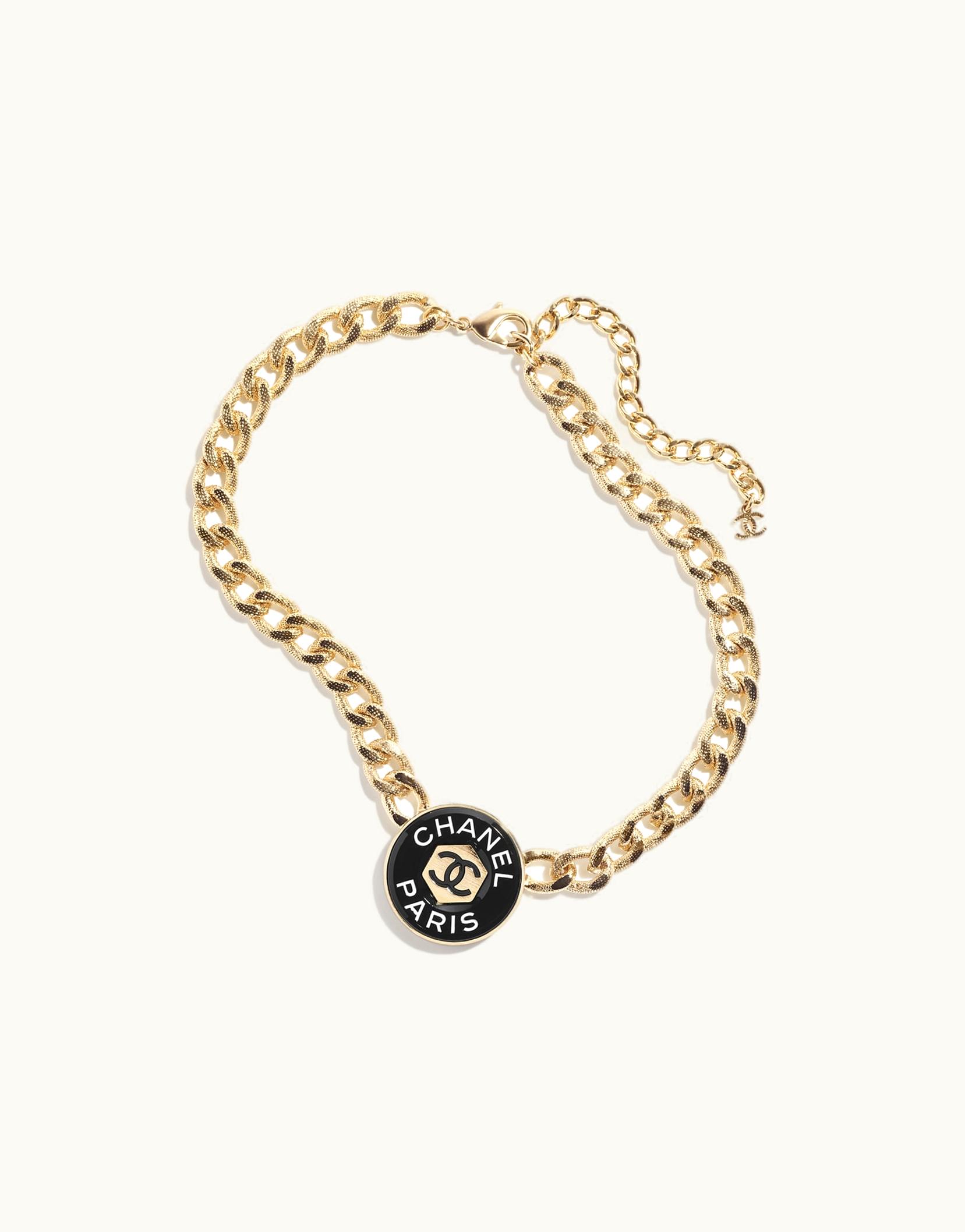 Chanel Chanel Necklace - Metal & Resin, Gold, Black & White