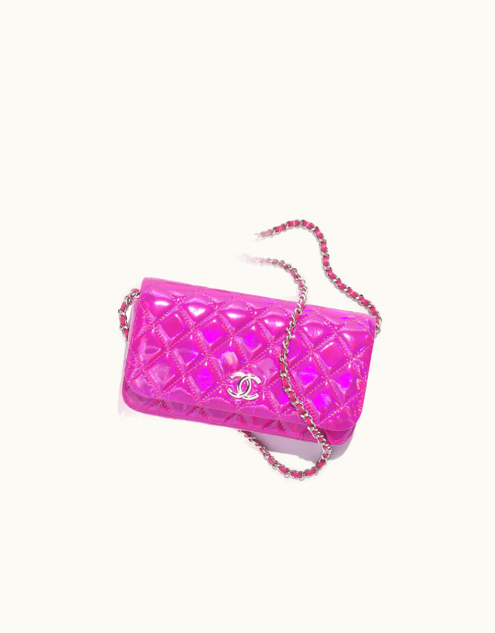 Chanel Chanel Clutch With Chain - Iridescent Mirror Goatskin & Silver-Tone Metal, Fuchsia