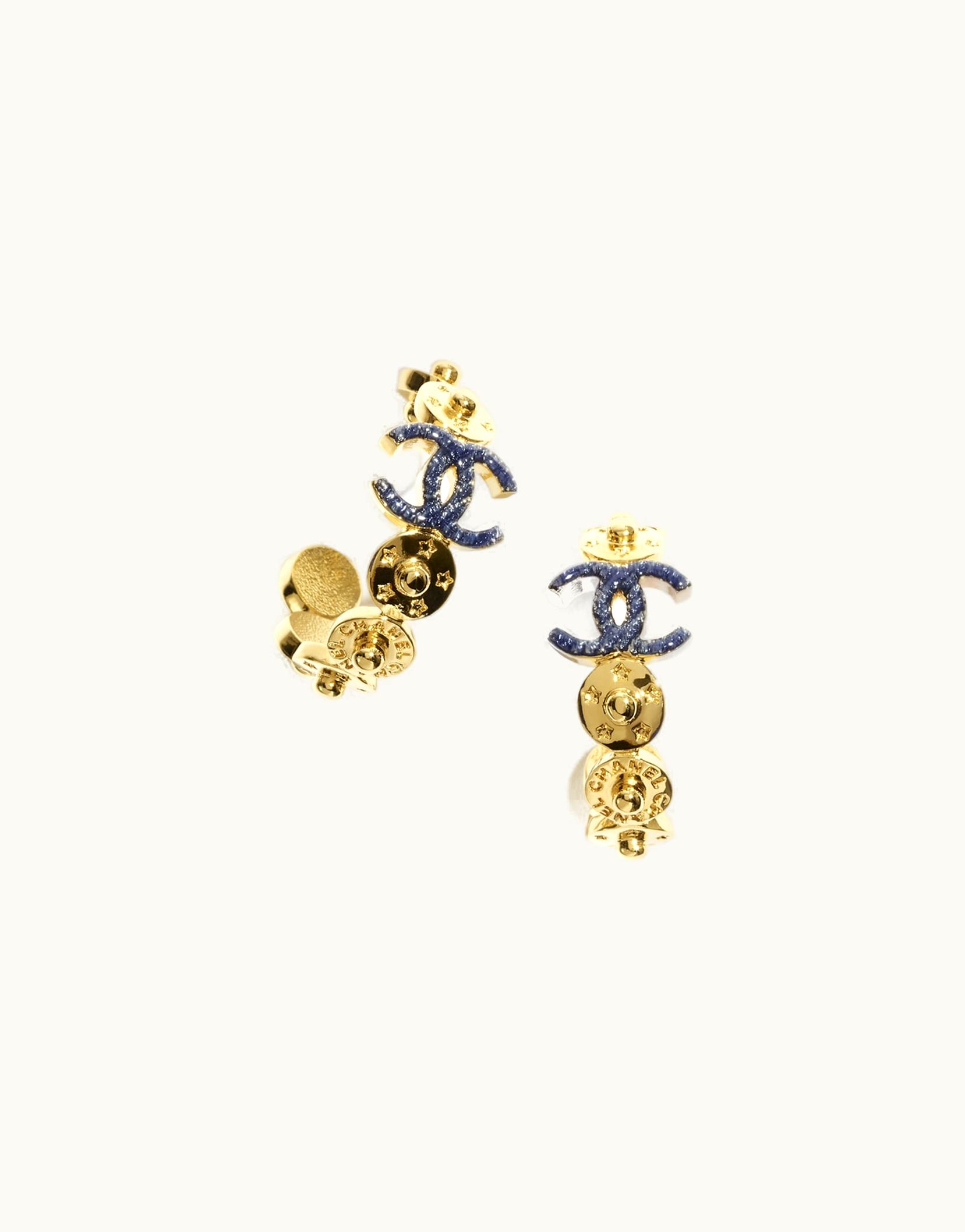Chanel Chanel Hoop Earrings - Metal, Gold & Blue