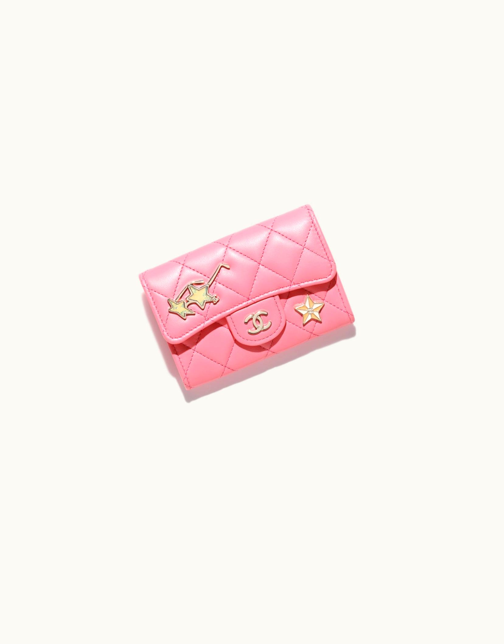 Chanel Chanel Classic Card Holder - Lambskin, Enamel & Gold-Tone Metal, Coral Pink