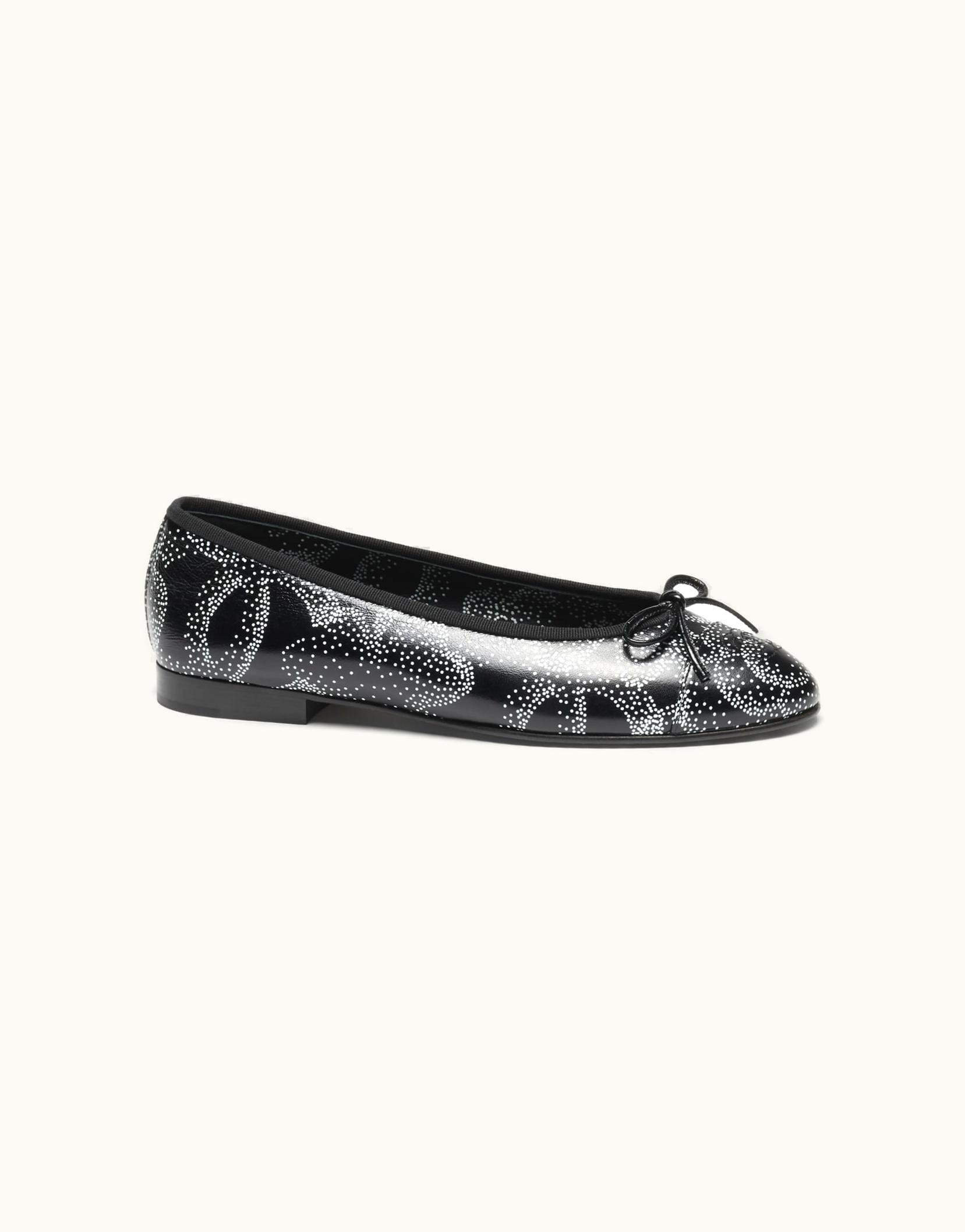 Chanel Chanel Ballet Flats - Printed Calfskin, Black & White