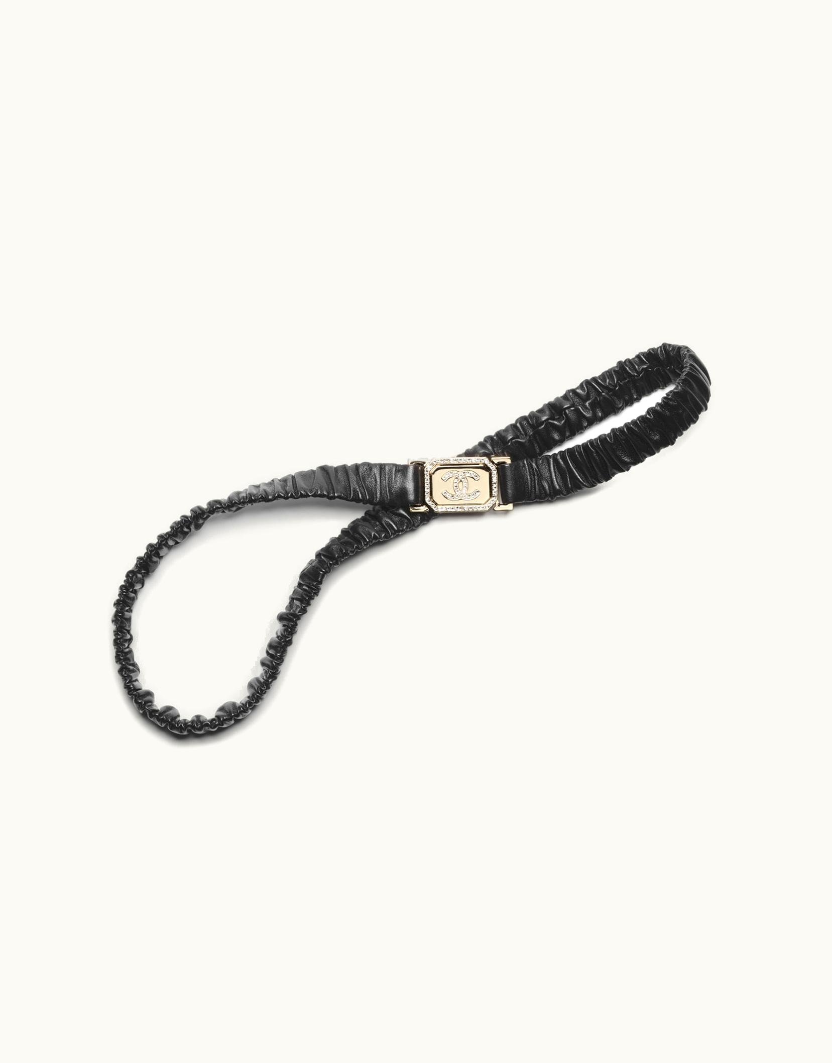 Chanel Chanel Belt - Lambskin, Gold-Tone Metal & Strass, Black