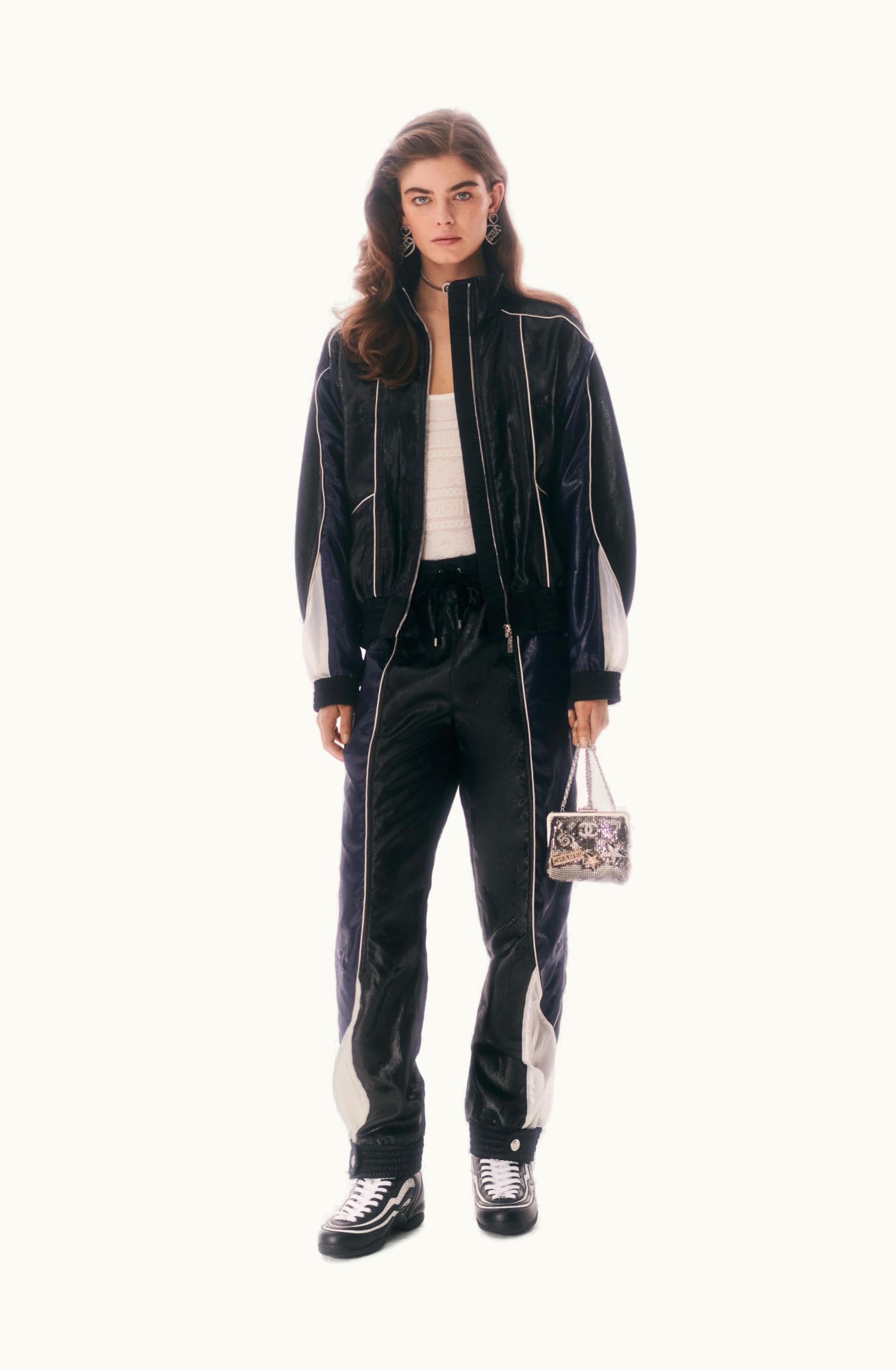Chanel Chanel Pants - Silk Jacquard, Black, Blue & White
