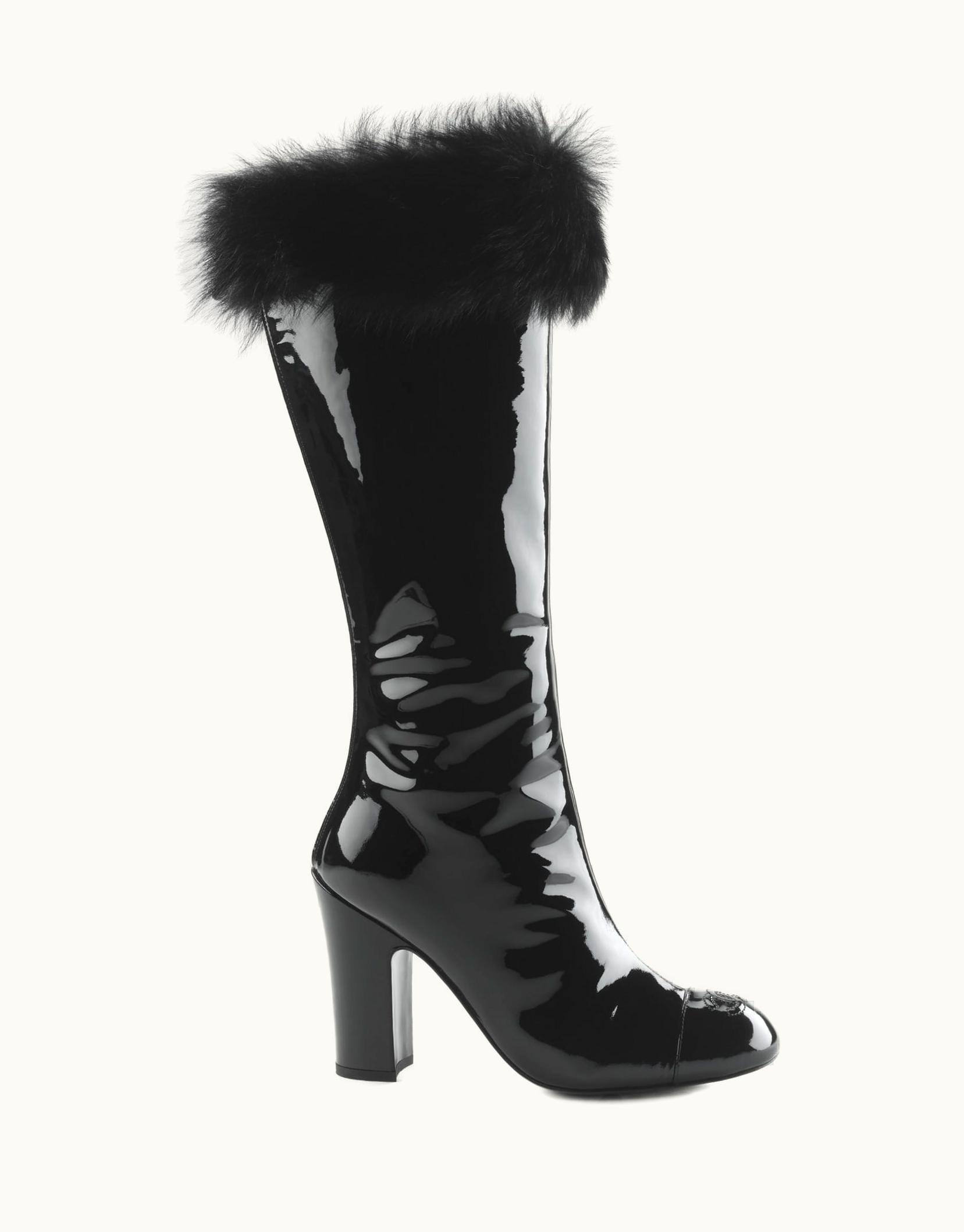 Chanel Chanel High Boots - Patent Lambskin & Shearling Lambskin, Black