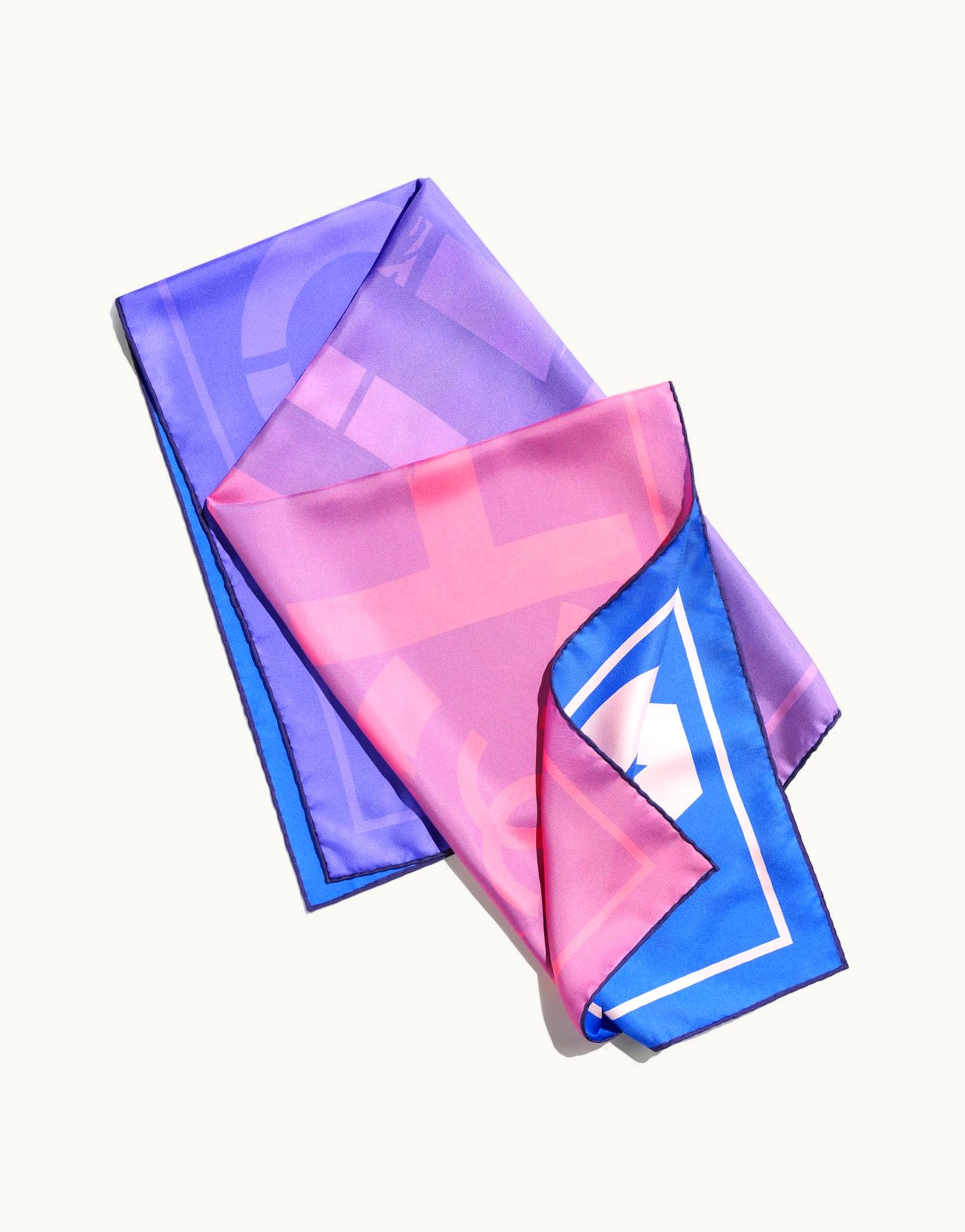 Chanel Chanel Square Scarf - Silk Twill, Blue & White