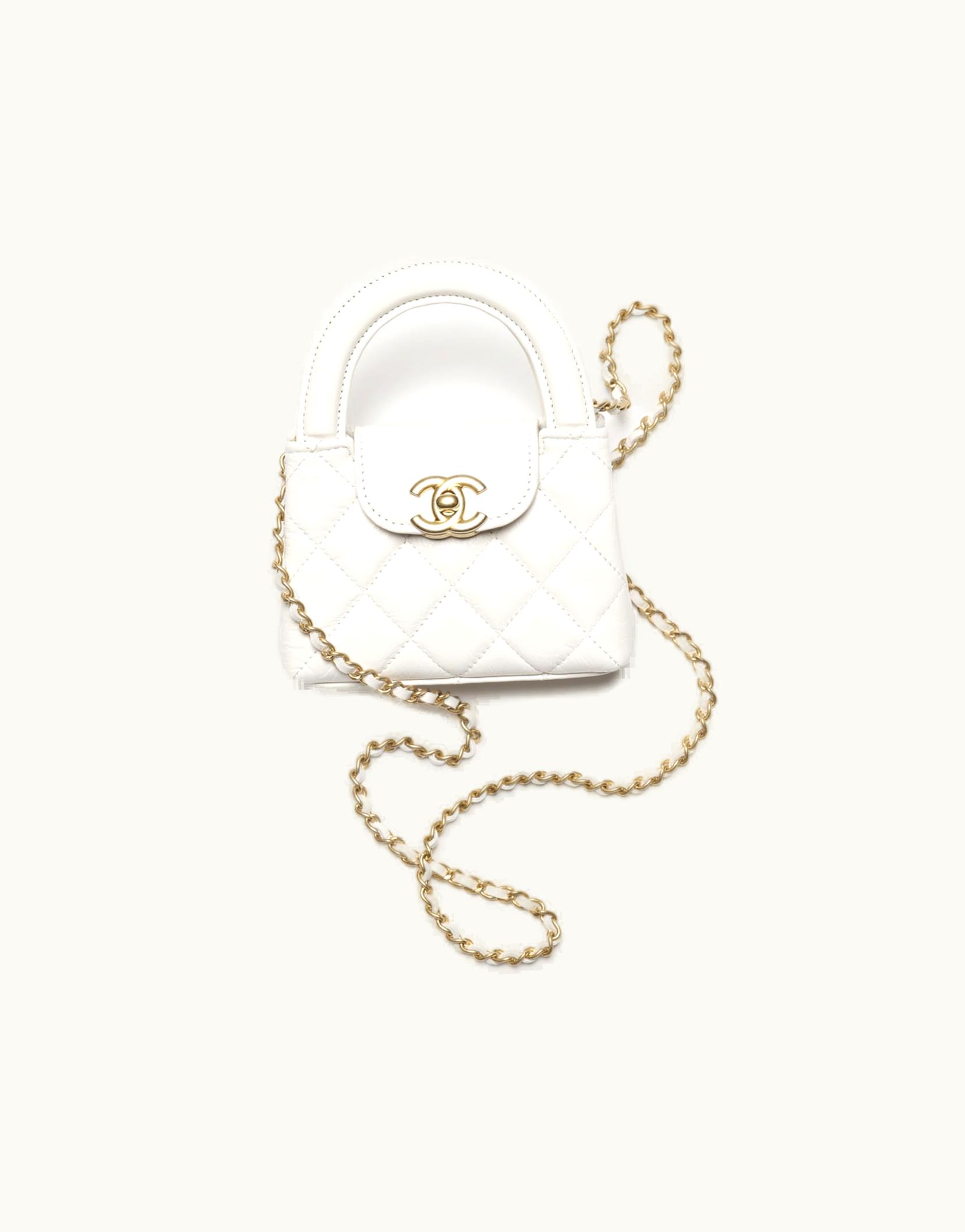 Chanel Chanel Clutch With Chain - Shiny Aged Calfskin & Gold-Tone Metal, White