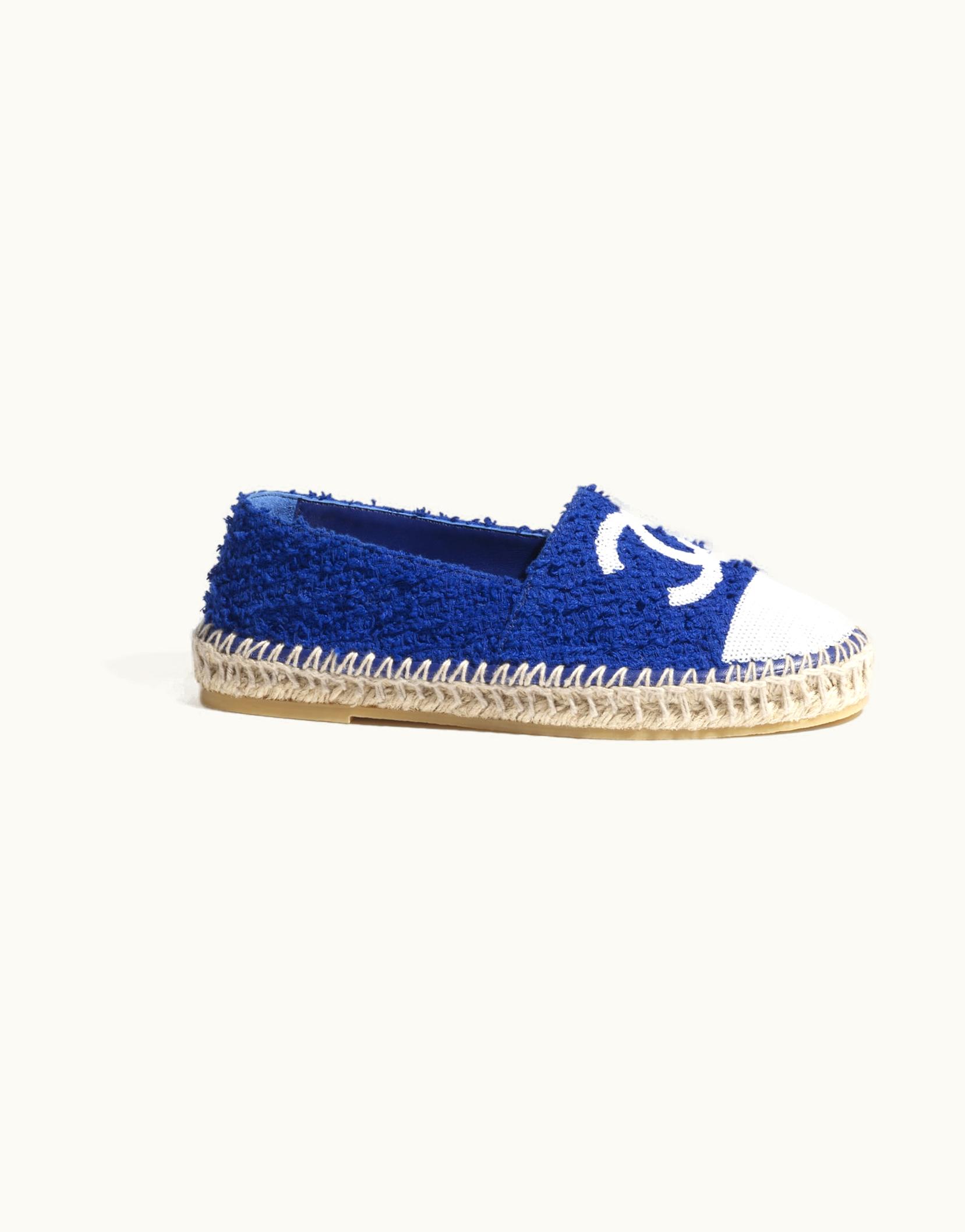 Chanel Espadrilles - Cotton Tweed & Sequins, Dark Blue & White