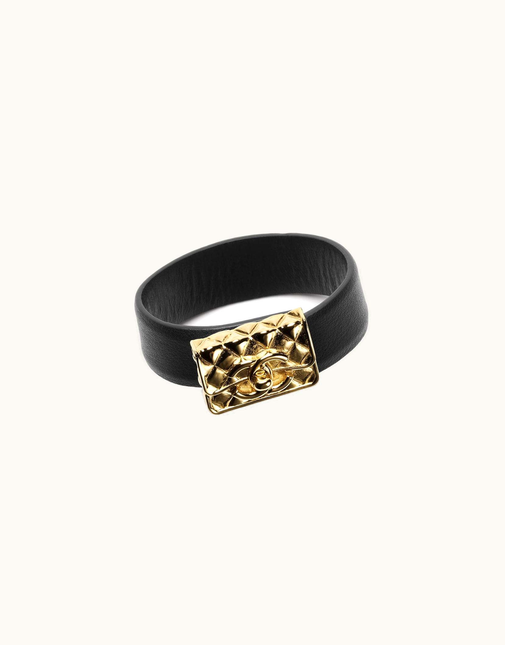 Chanel Chanel Cuff - Lambskin & Metal, Black & Dark Gold