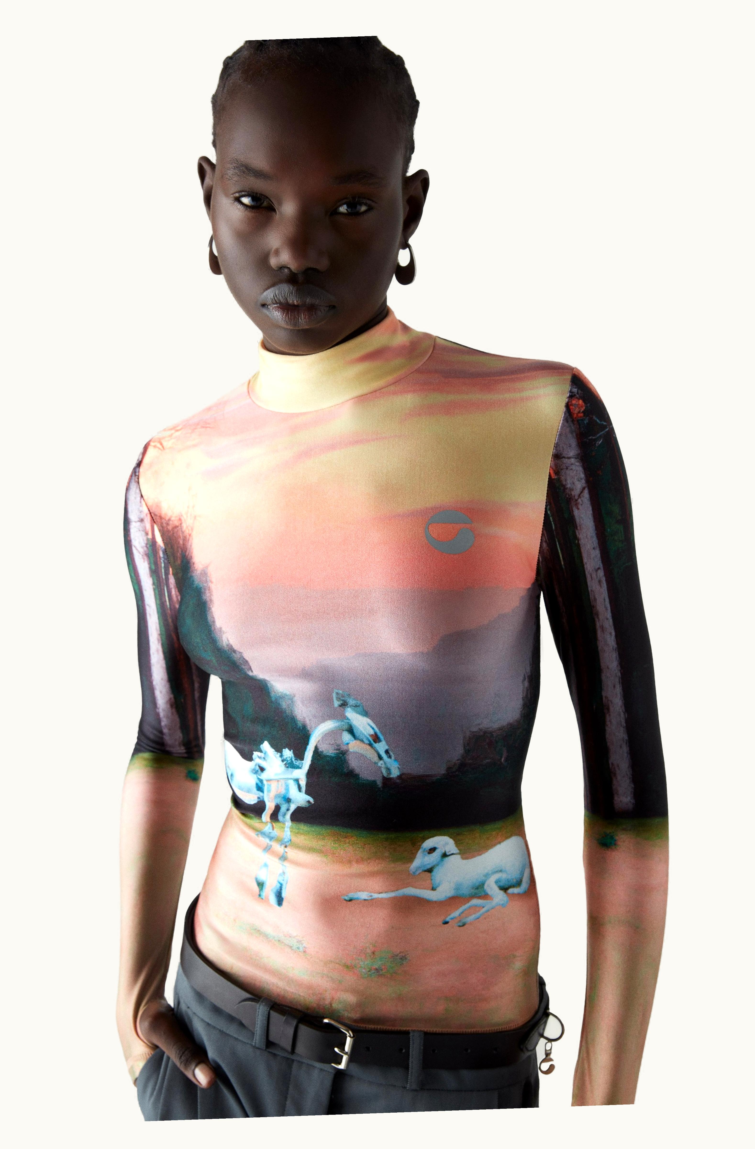 Coperni Coperni Dall-E Print Tight High Neck Top