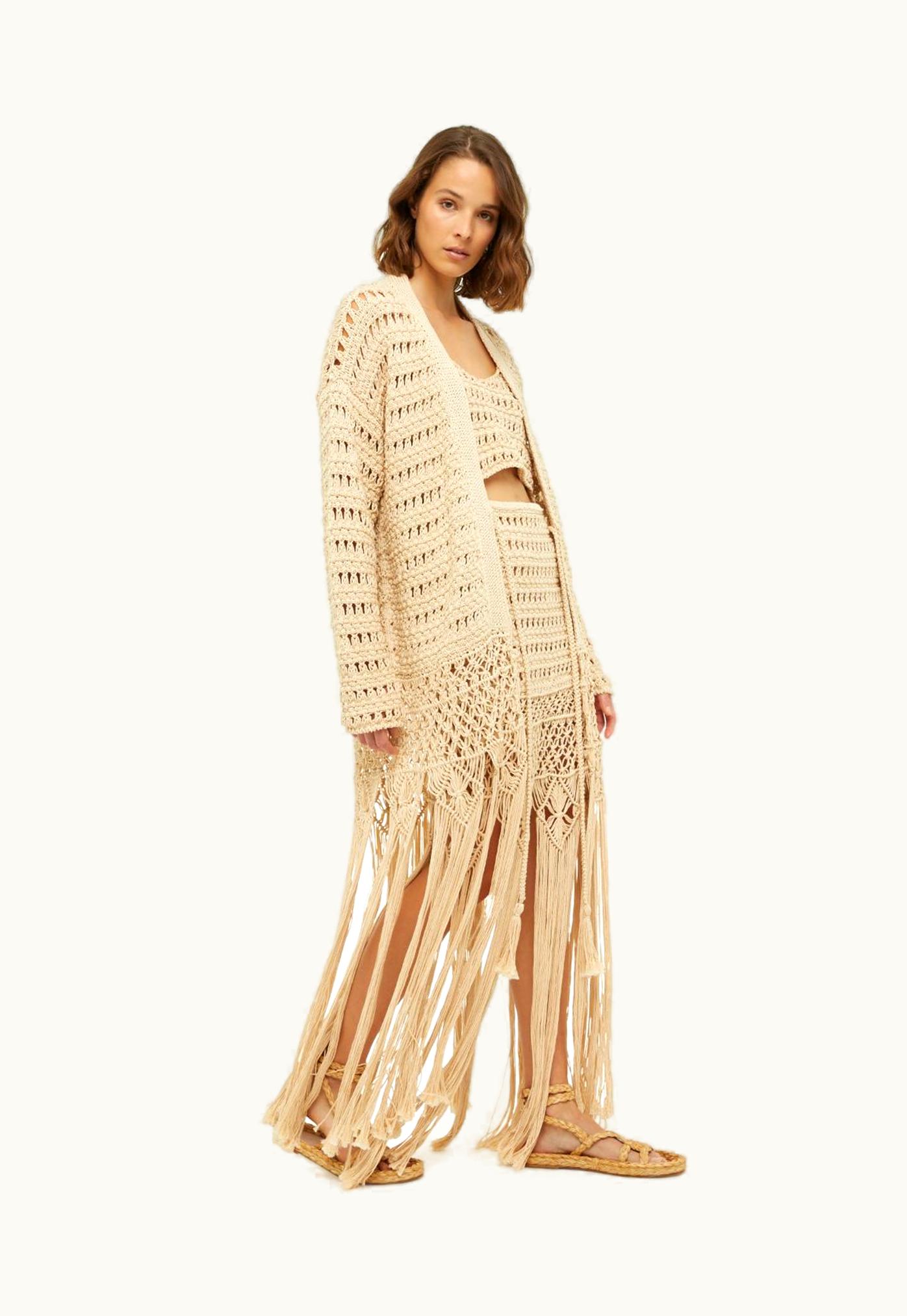 Alanui Alanui A Love Letter To India Cardigan In Neutrals