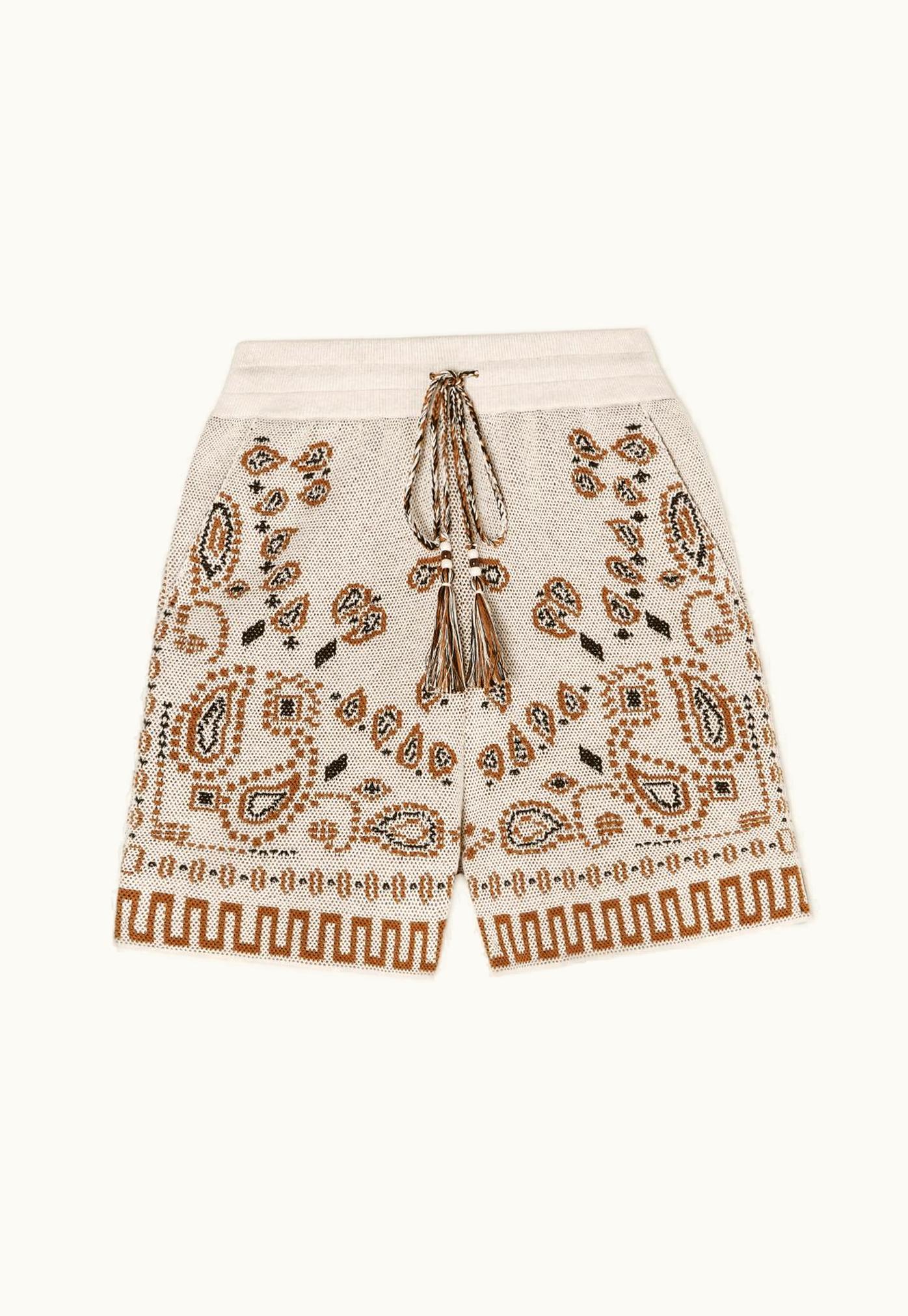 Alanui Alanui Bandana Print Cotton Skirt In Beige