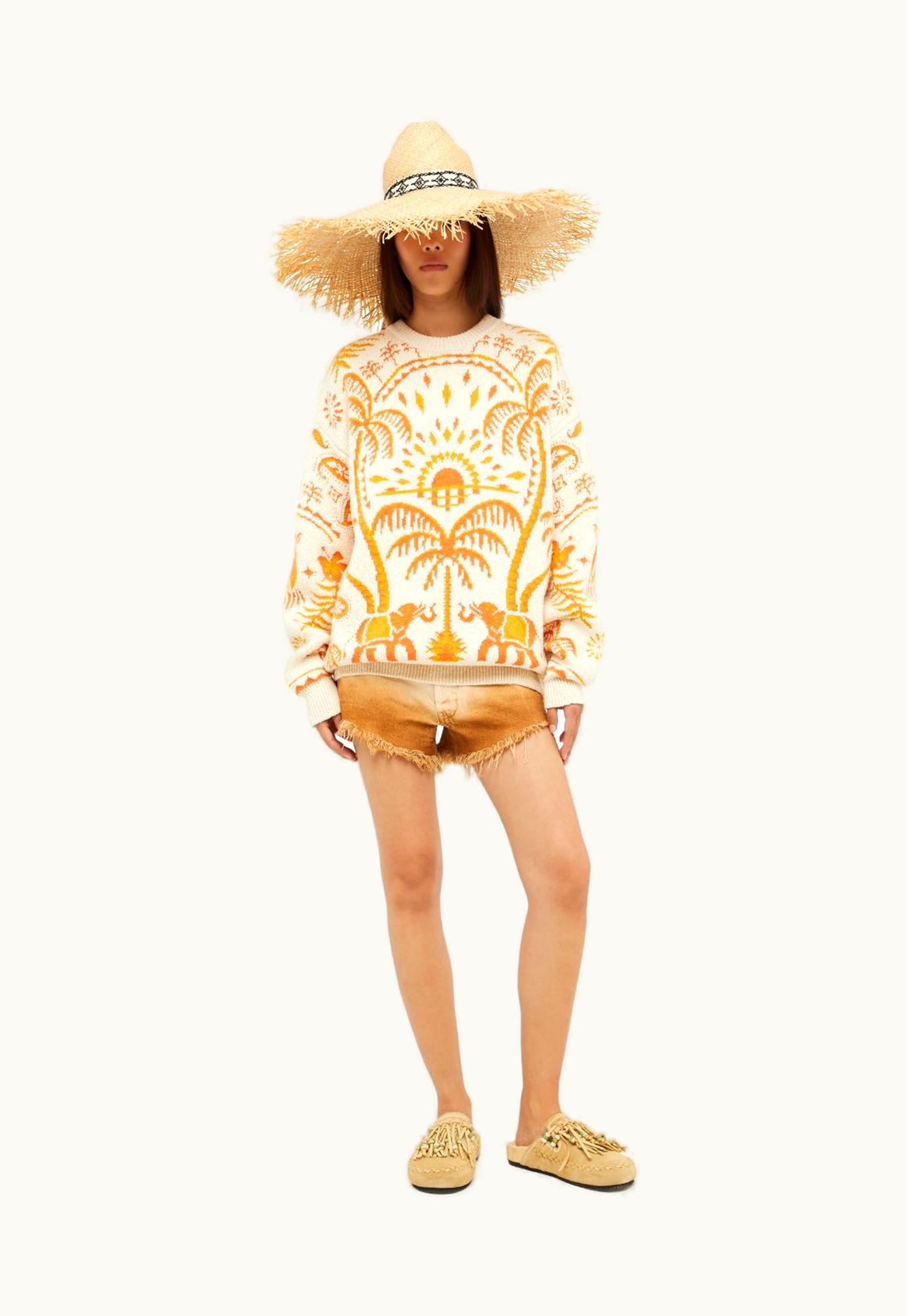 Alanui Alanui Cozy Jacquard Crew Neck Sweater In Neutrals