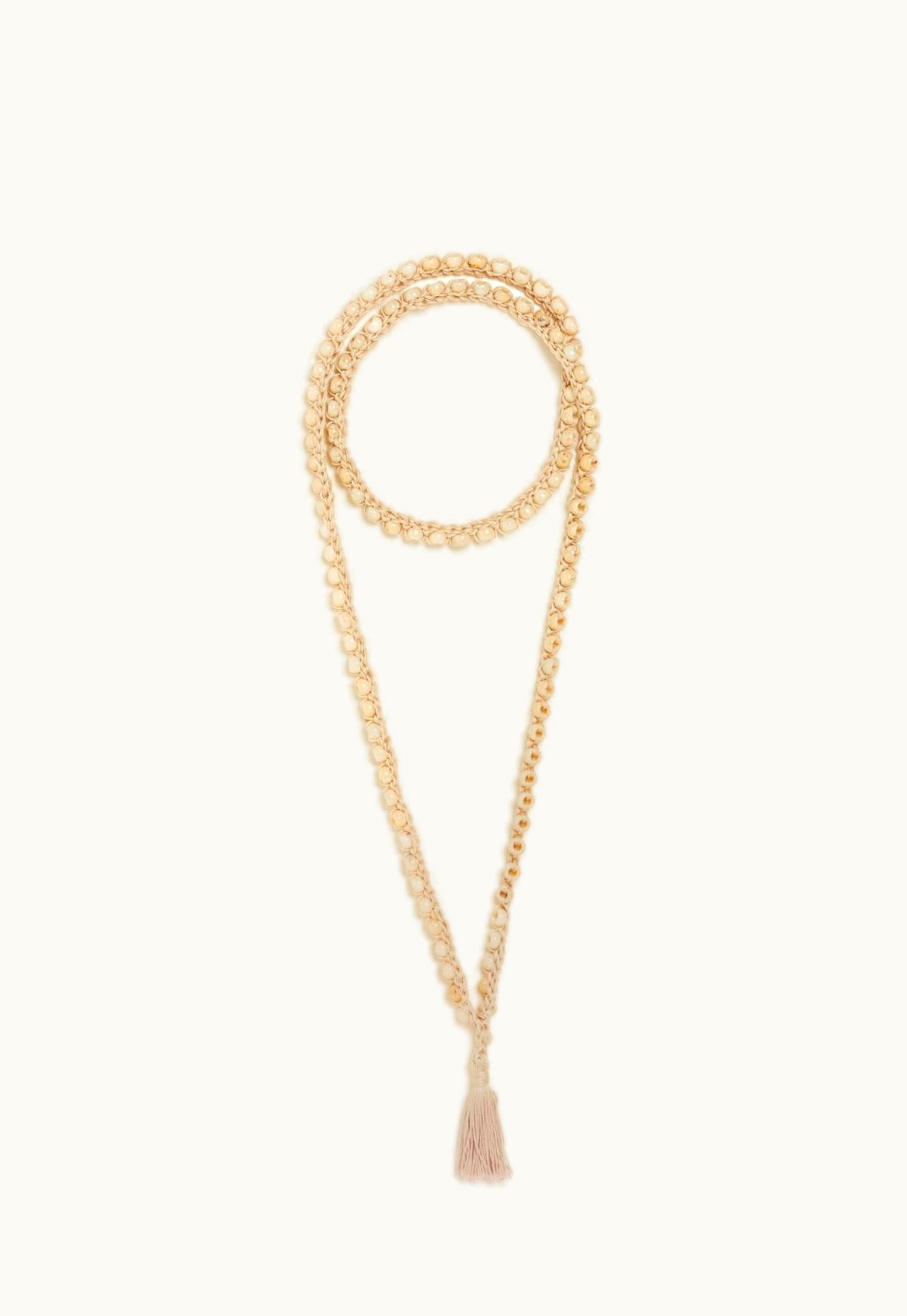Alanui Alanui Love Letter To India Necklace Beige Knit Crochet Fiber