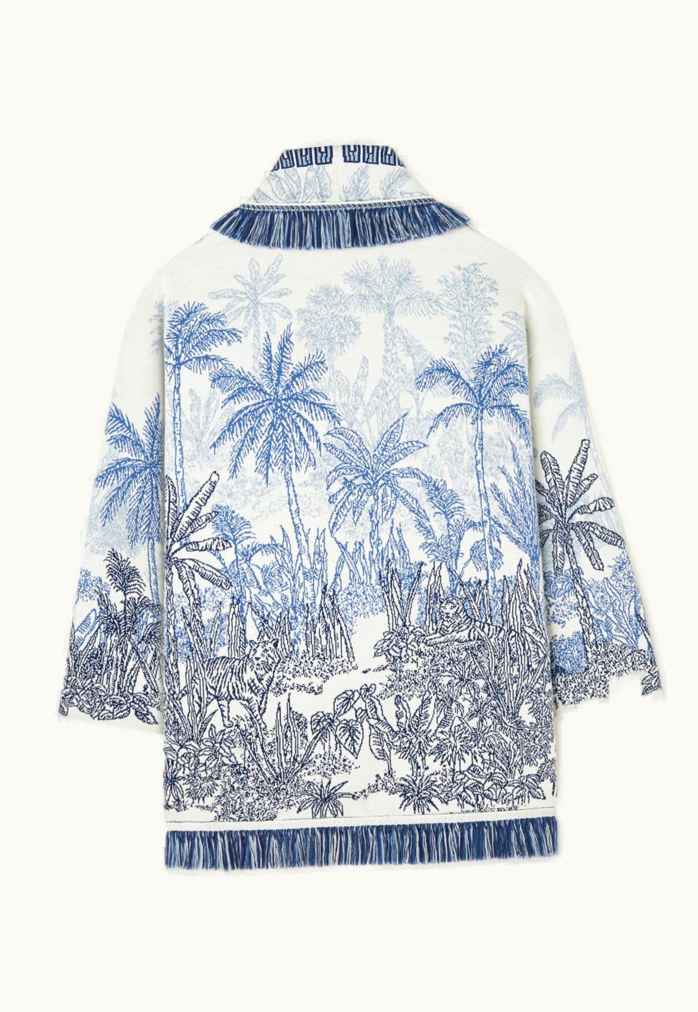 Alanui Alanui Jungle Toile De Jouy Cardigan In Blue