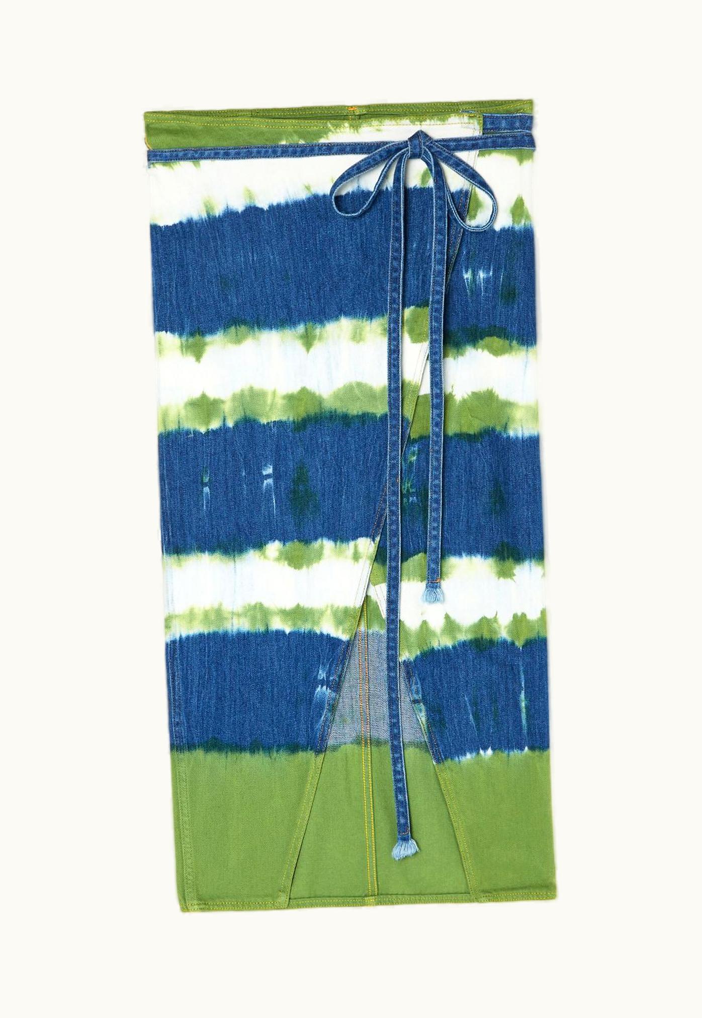 Alanui Alanui Magic Journey Denim Sarong Skirt In Blue