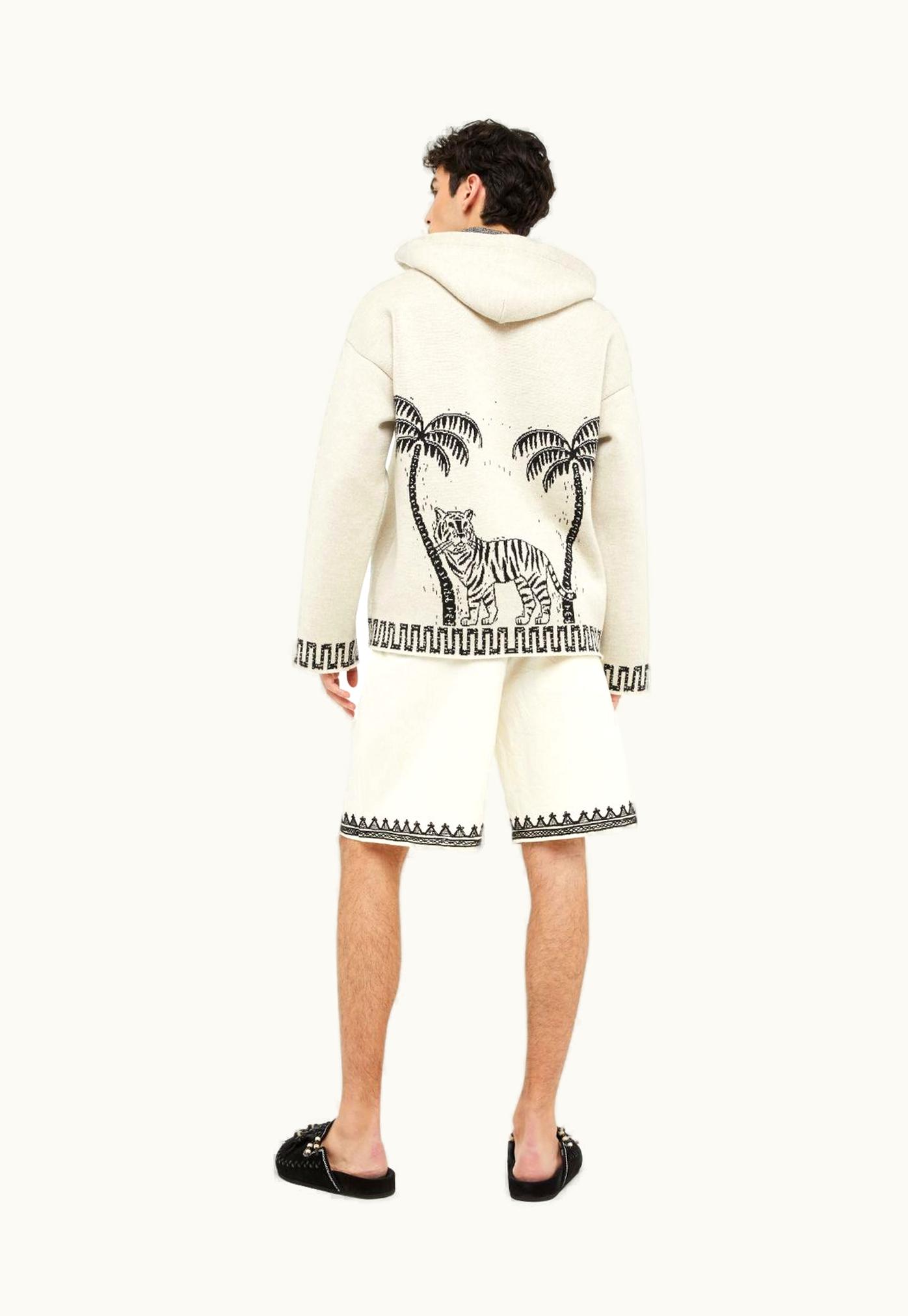 Alanui Alanui Wood Block Ibrid Jacquard Hoodie In Neutrals