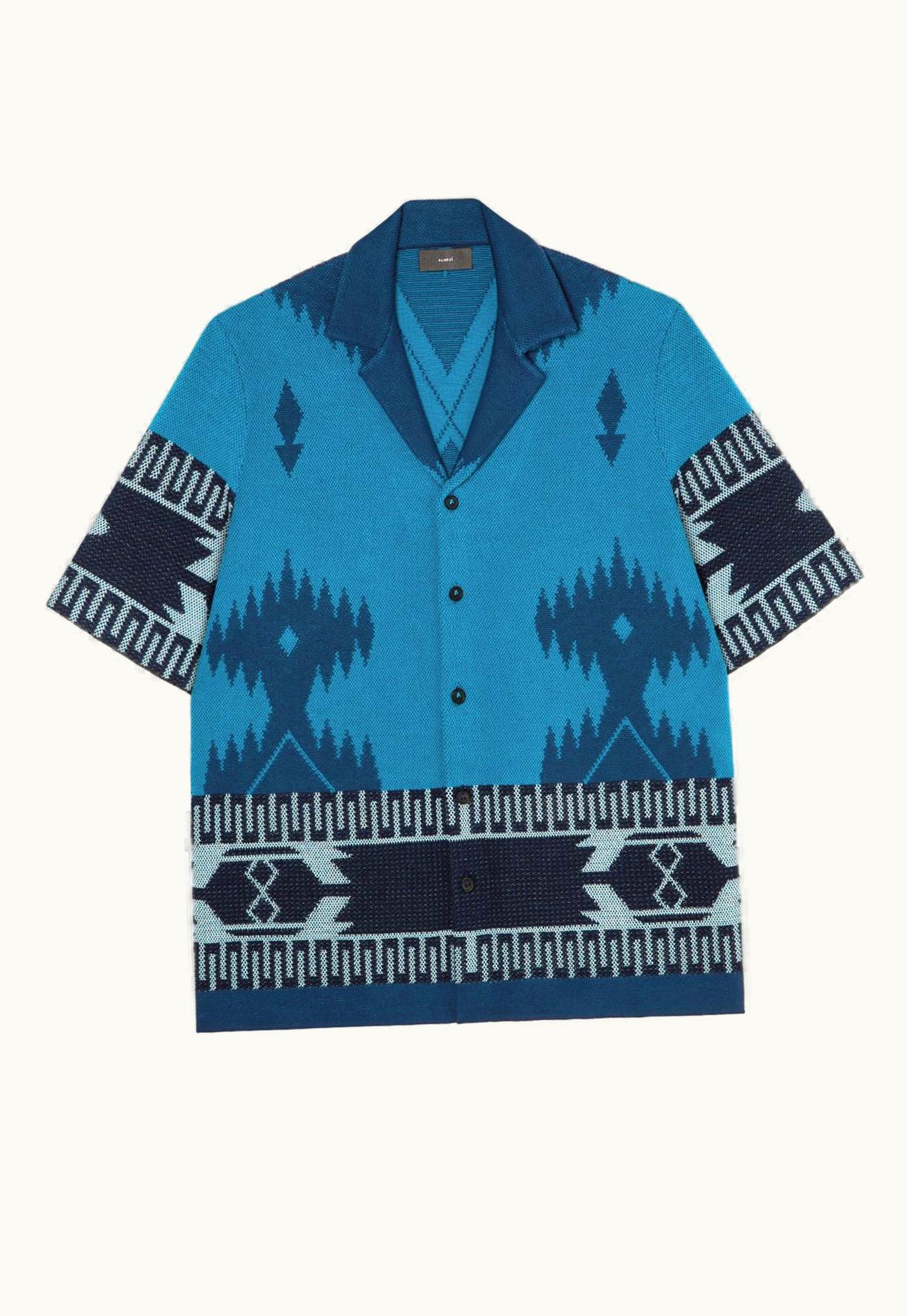 Alanui Alanui Cotton Piquet Icon Shirt In 4448 Surfndeep Blue
