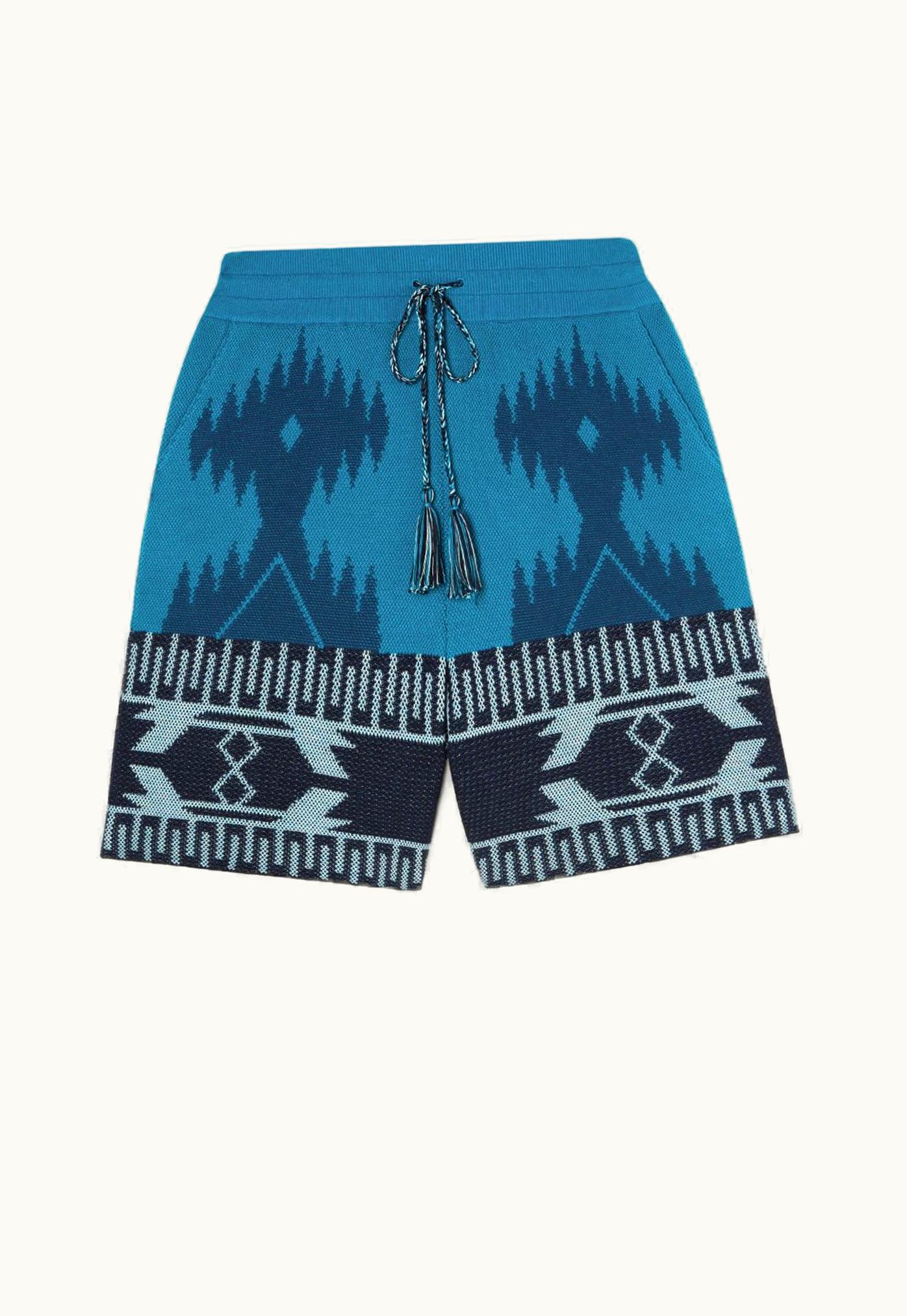 Alanui Alanui Cotton Piquet Icon Shorts In Blue
