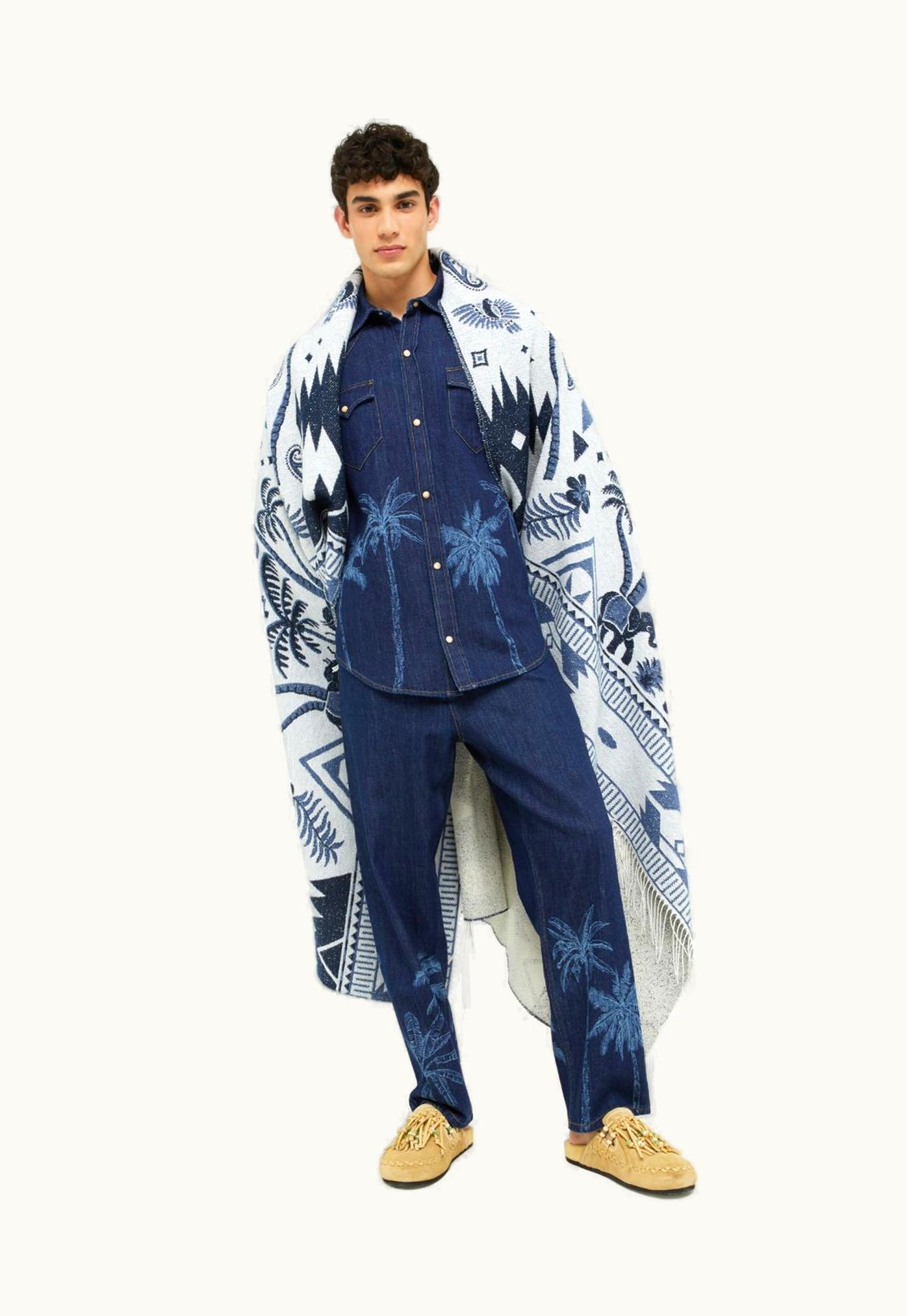 Alanui Alanui Jungle Toile De Jouy Den Pant In Blue