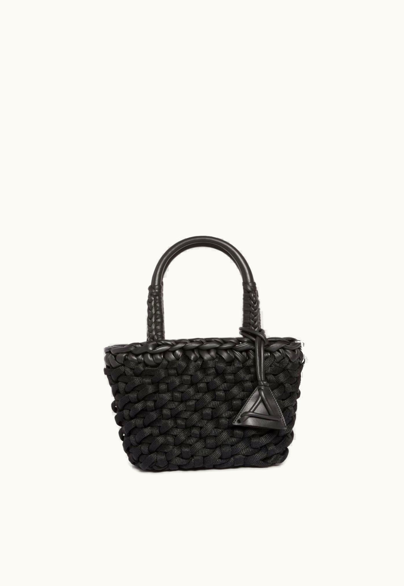 Alanui Alanui Icon Leather & Rafia Medium Tote In Black