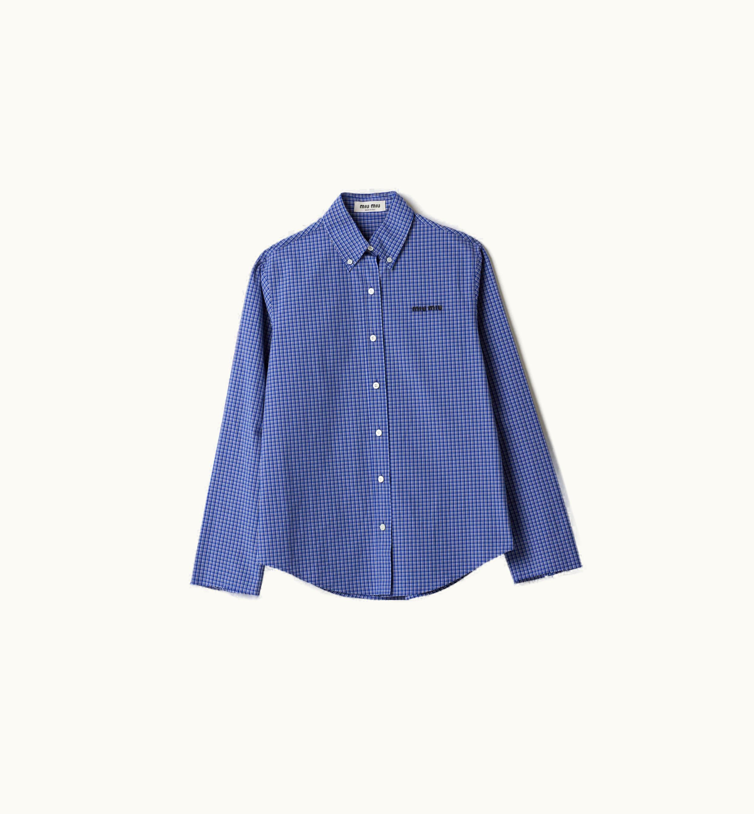 Miu Miu Miu Miu Checked Shirt Sapphire Blue