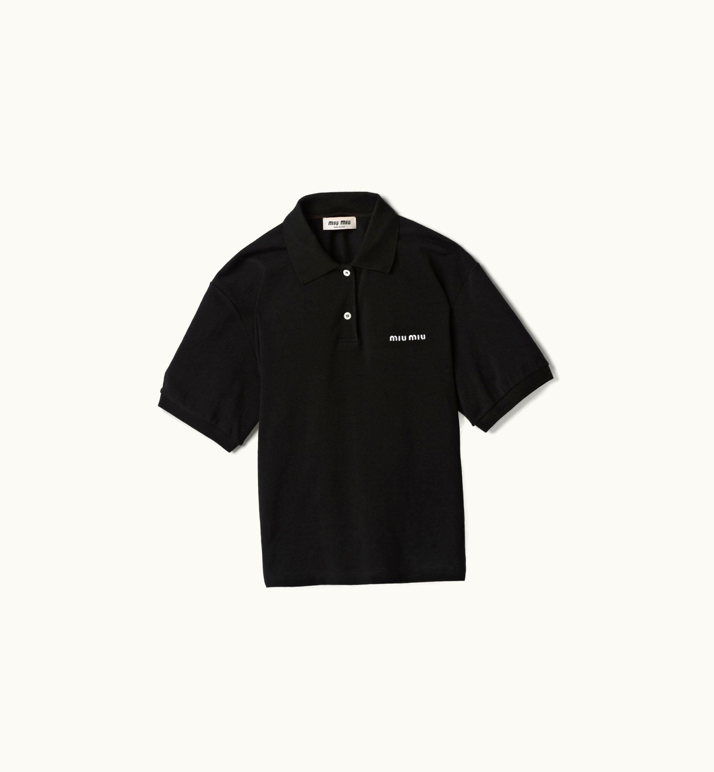 Miu Miu Miu Miu Cotton Piqué Polo Shirt Black