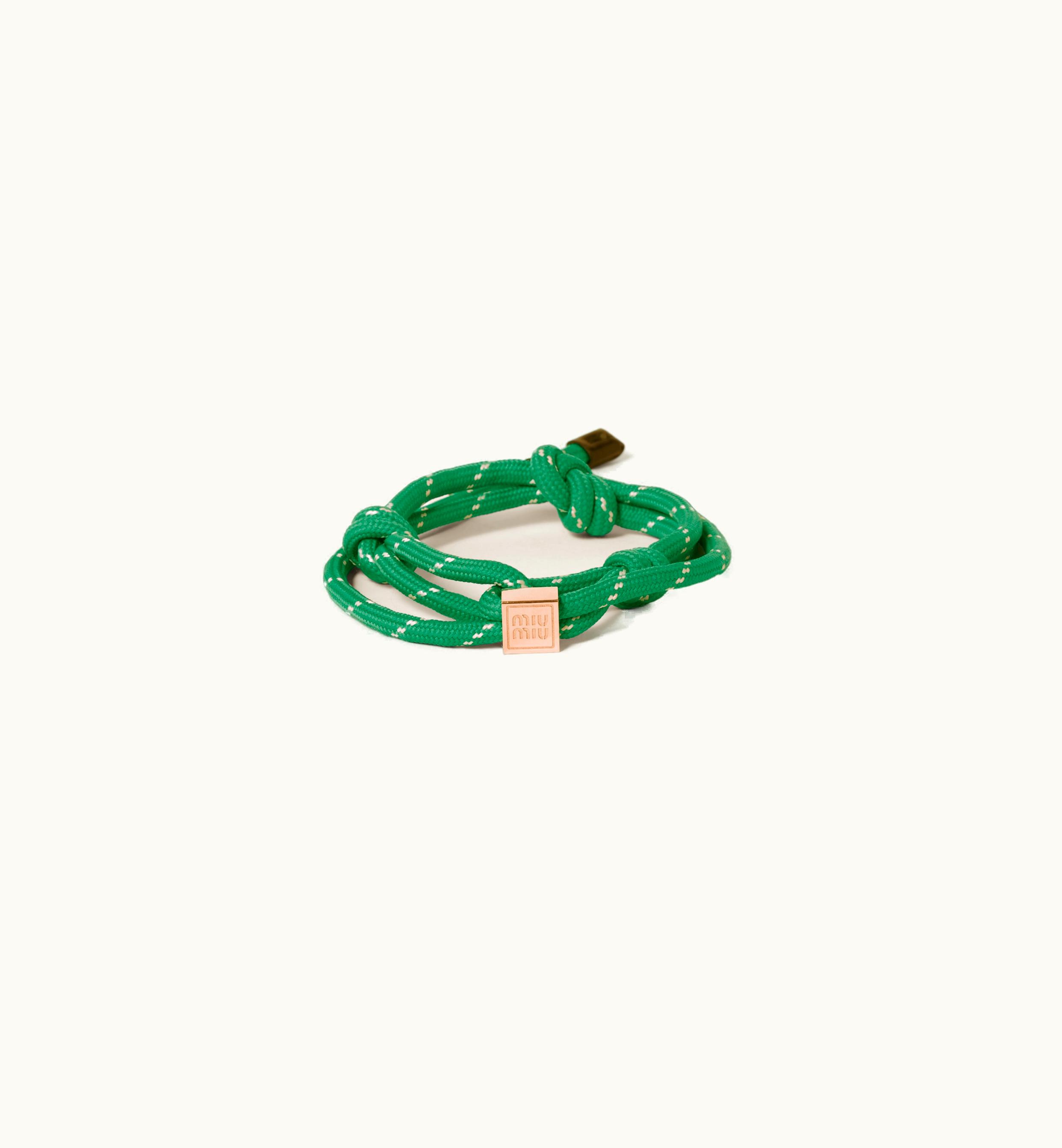 Miu Miu Miu Miu Cord And Nylon Bracelet Emerald Green