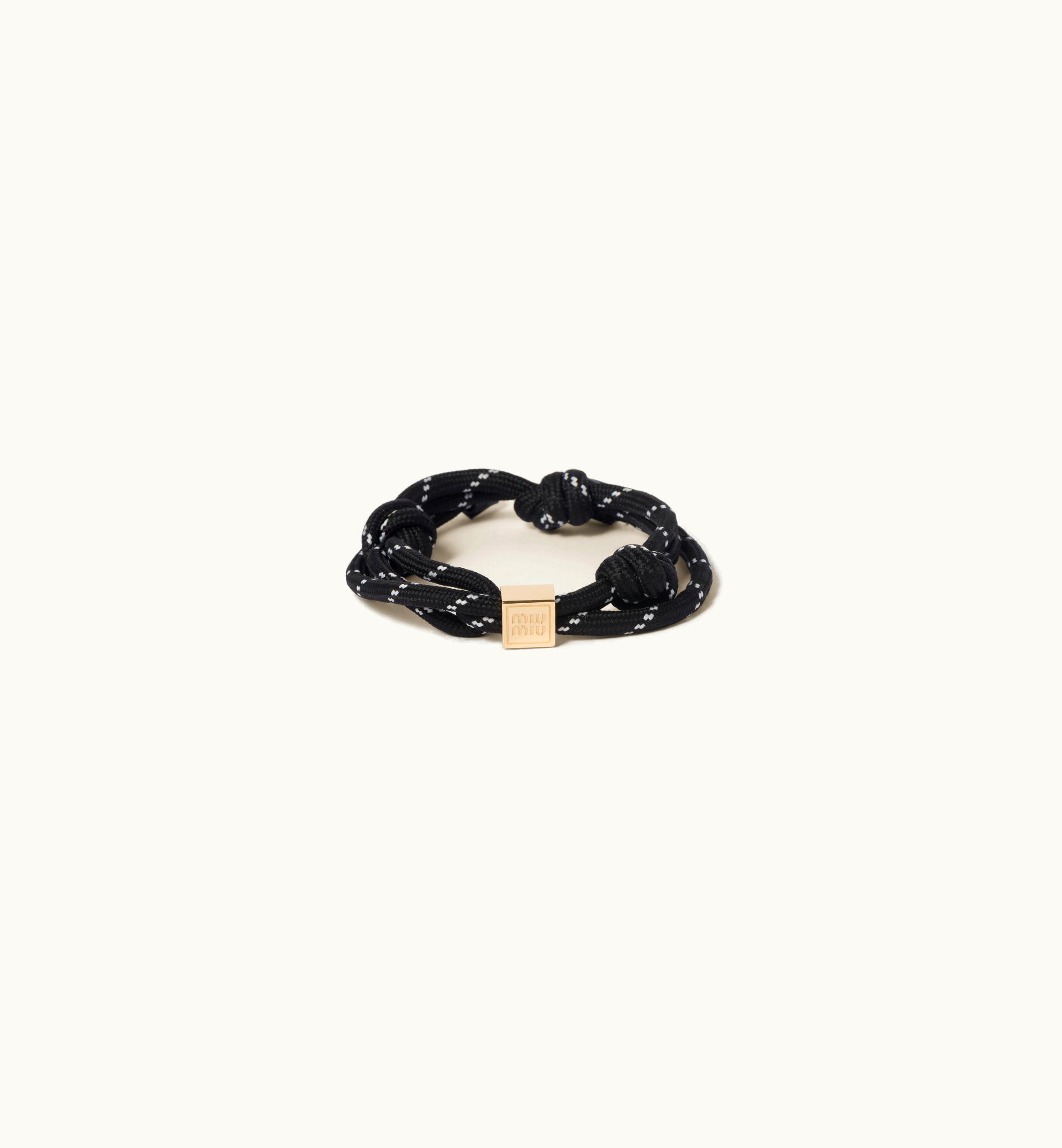 Miu Miu Miu Miu Cord And Nylon Bracelet Black