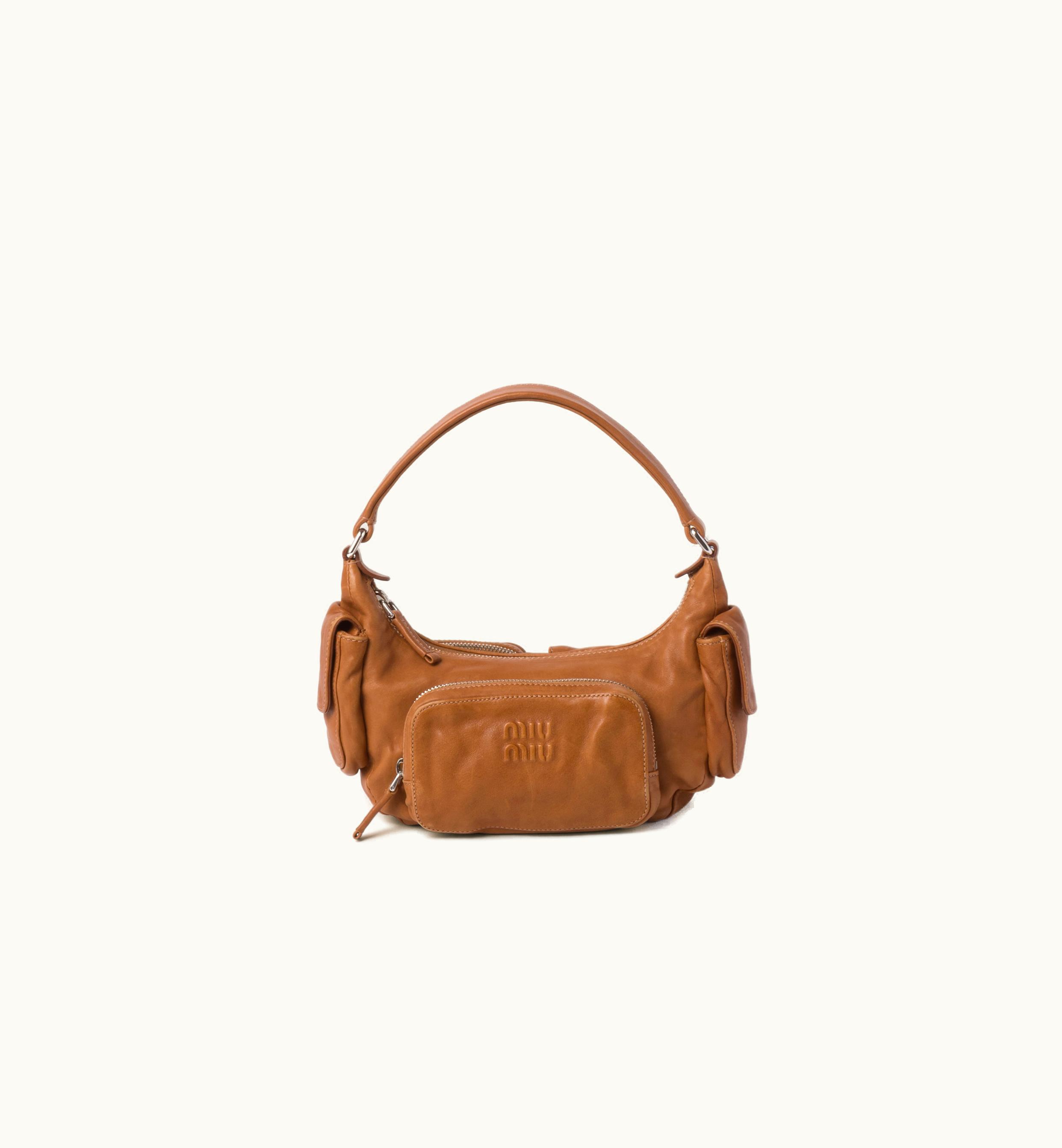 Miu Miu Miu Miu Pocket Nappa Leather Bag Caramel