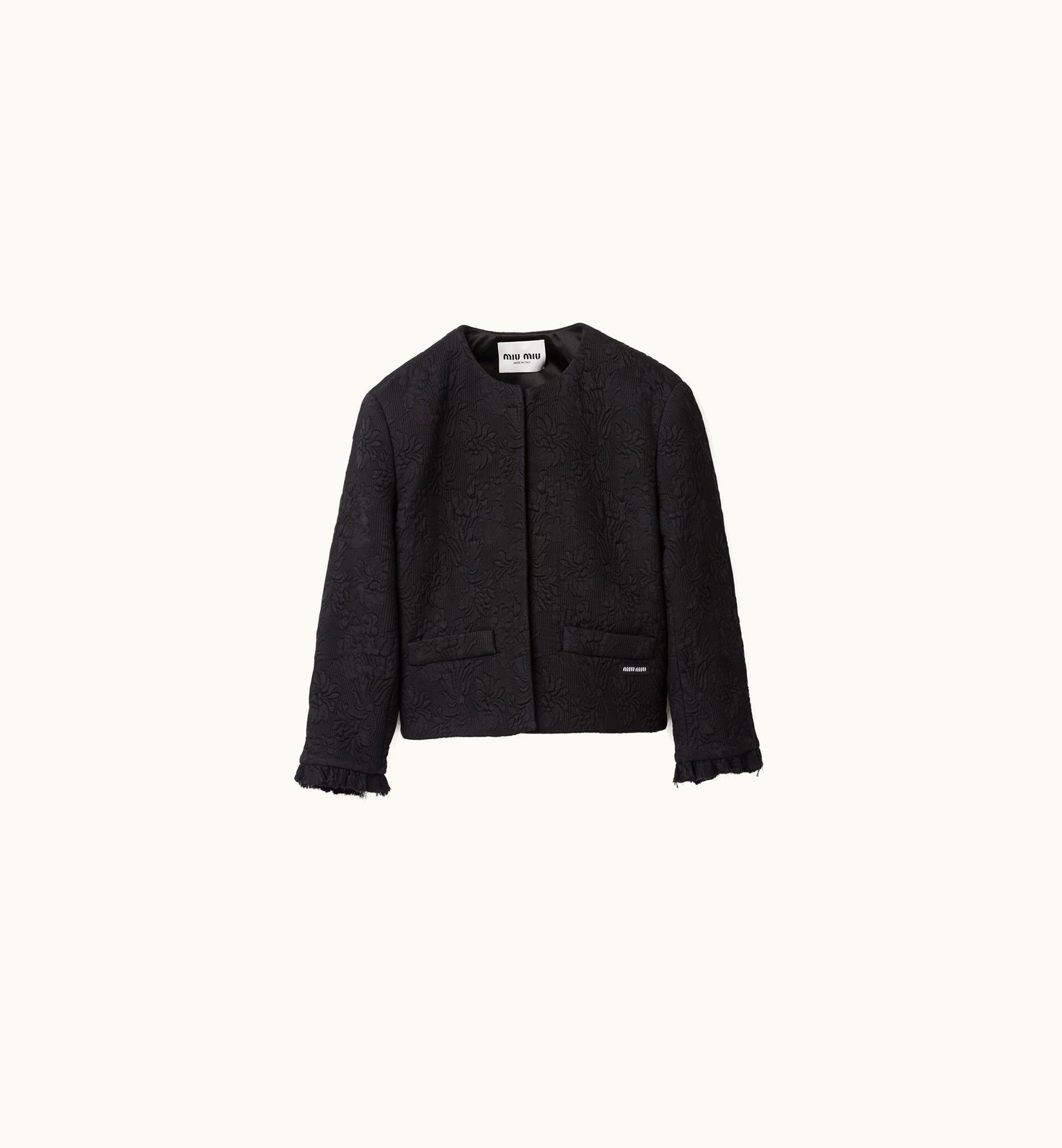 Miu Miu Miu Miu Single-breasted Matelassé Effect Jacquard Jacket Black