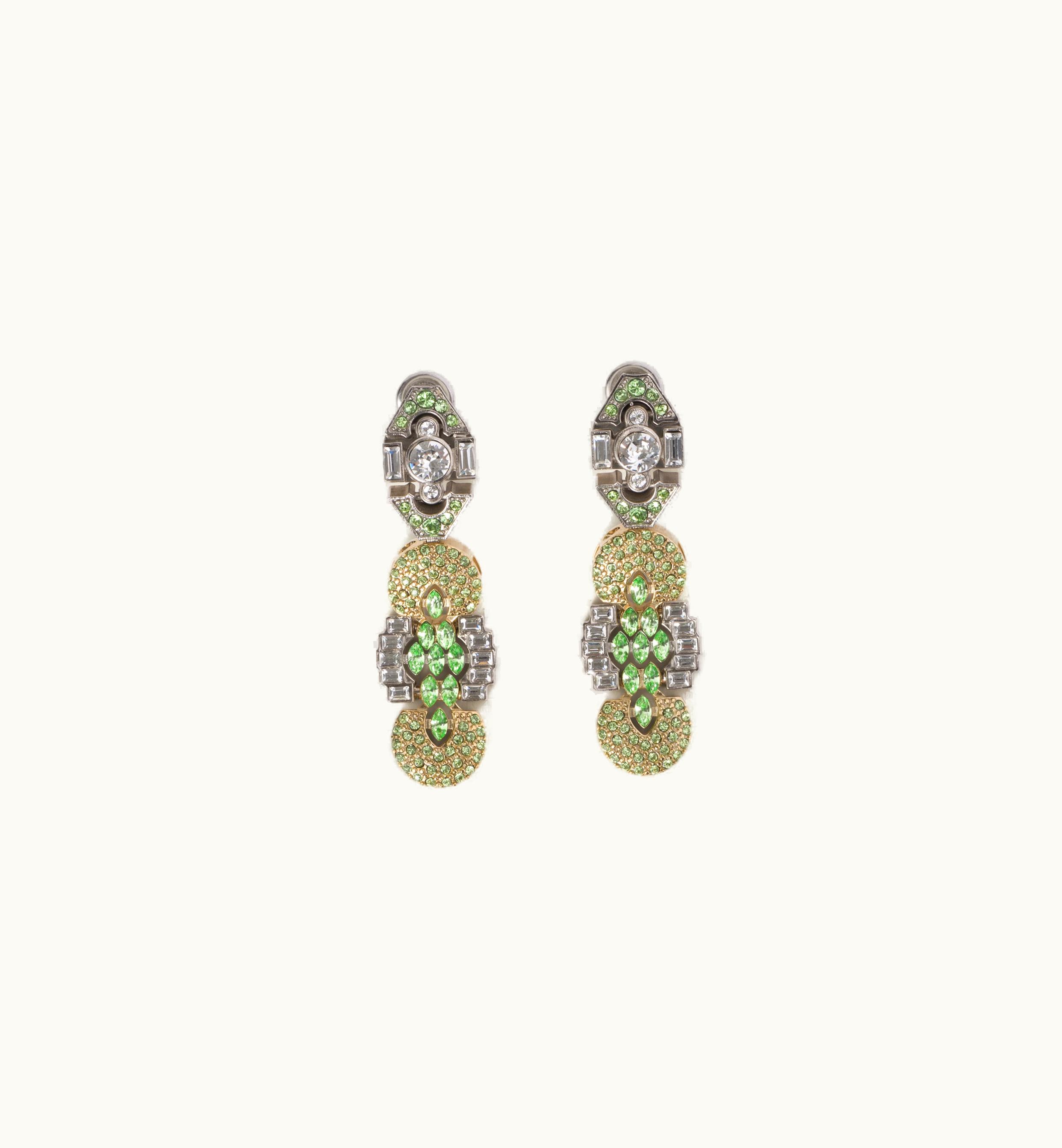 Miu Miu Miu Miu Metal Earrings With Crystals Peridot